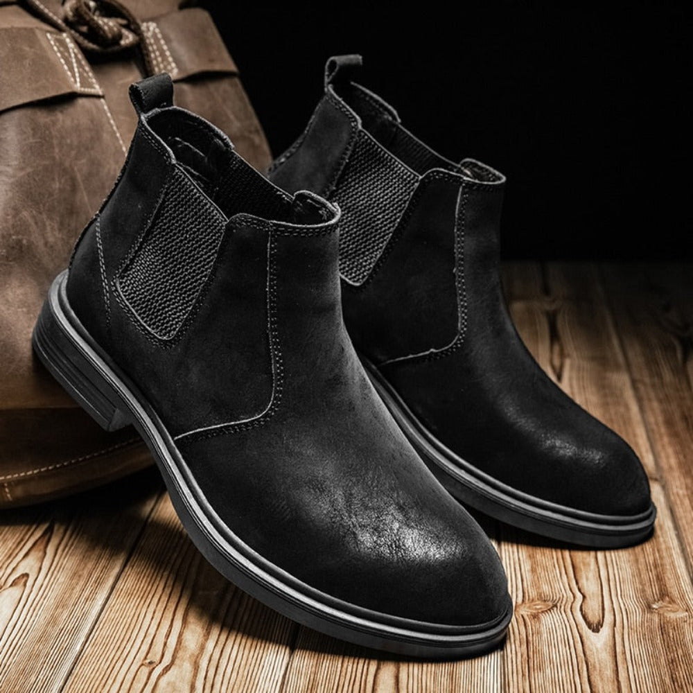 Men's Vegan Leather Angle Boots showcasing stylish design and high-quality vegan leather material.