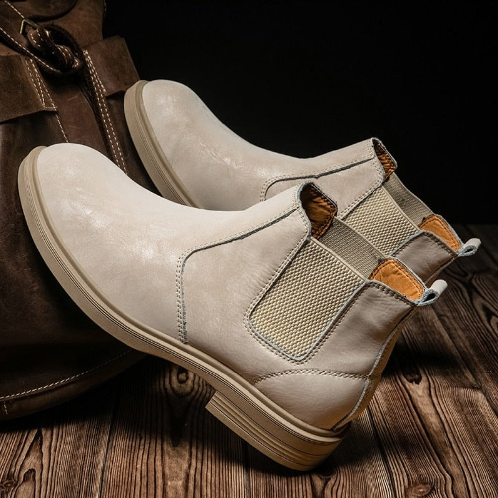 Men's Vegan Leather Angle Boots showcasing stylish design and high-quality vegan leather material.