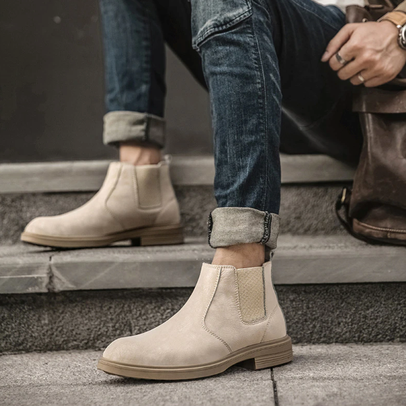 Men's Vegan Leather Angle Boots showcasing stylish design and high-quality vegan leather material.