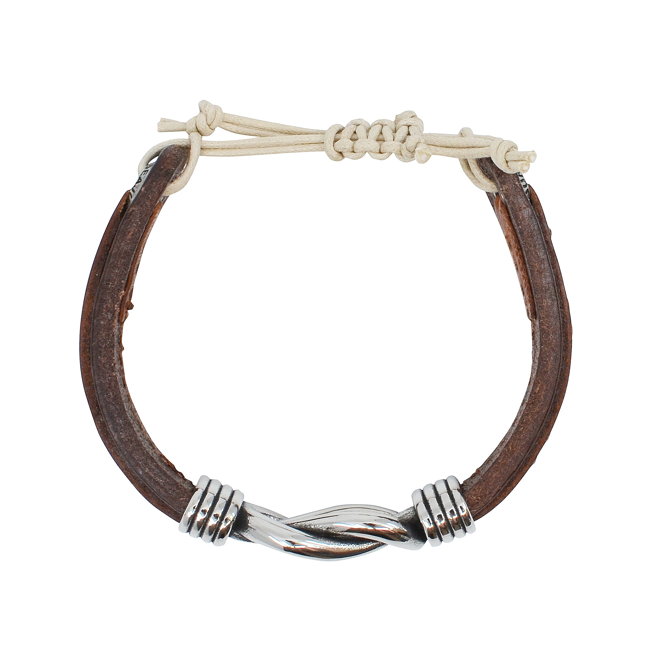 Nautical Rope and Leather Capri Bracelet featuring premium leather and durable nautical rope, handmade in Portugal with stainless-steel hardware.