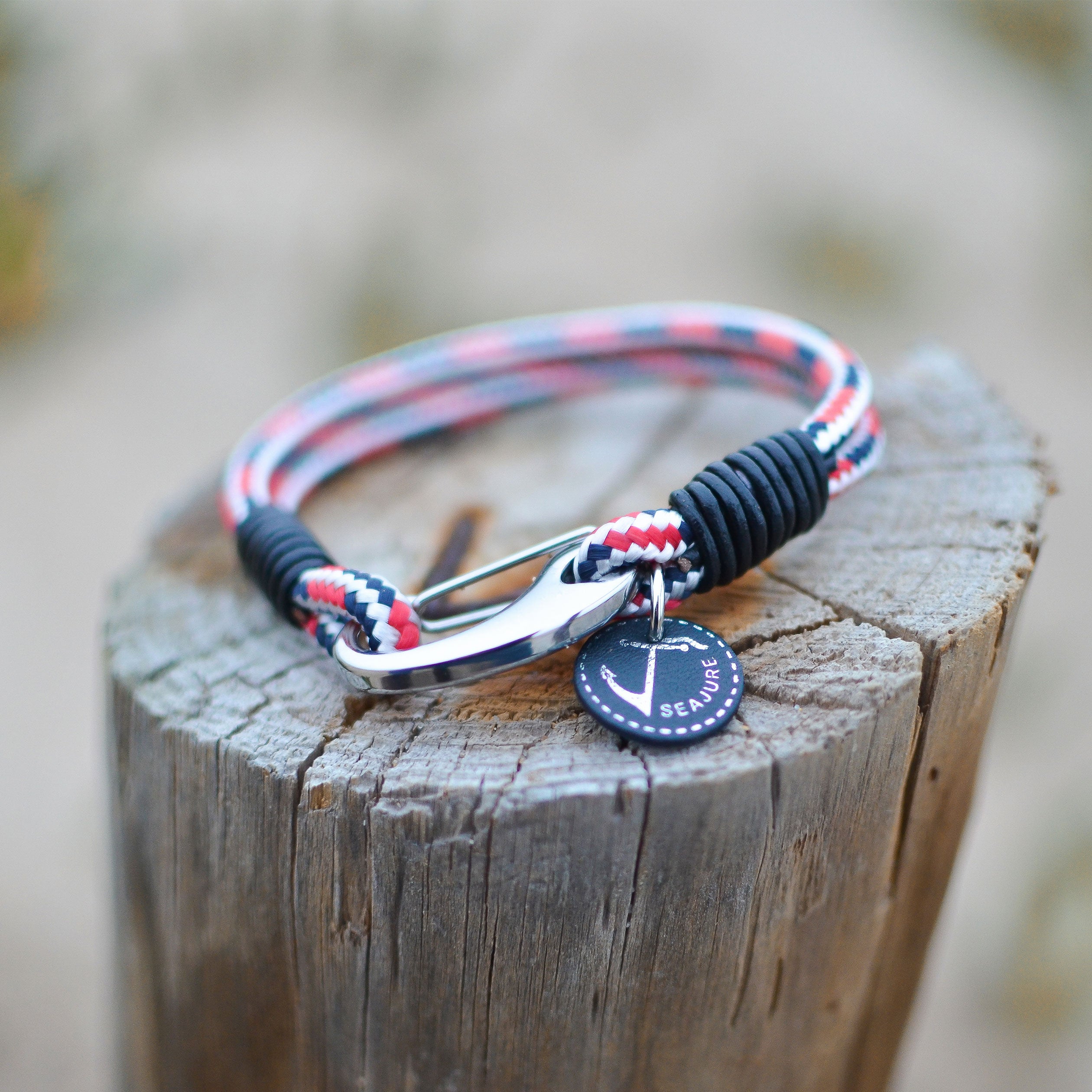 A stylish Nautical Rope Maui Bracelet made from high-quality nautical rope with a stainless steel clasp, showcasing a blend of classic and relaxed style.