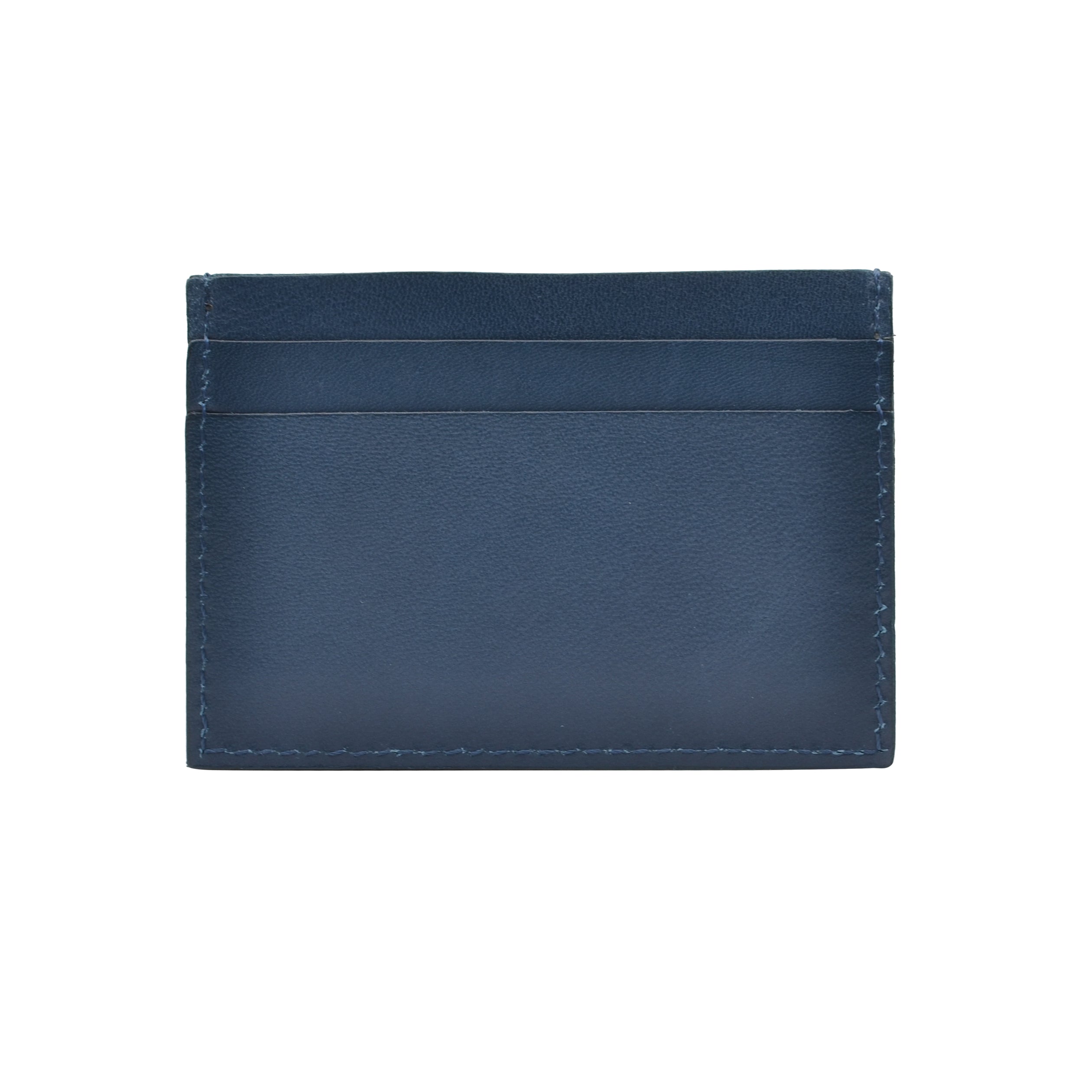 Seajure Smooth Leather Card Holder in navy, showcasing soft leather, tonal stitching, and premium finish.