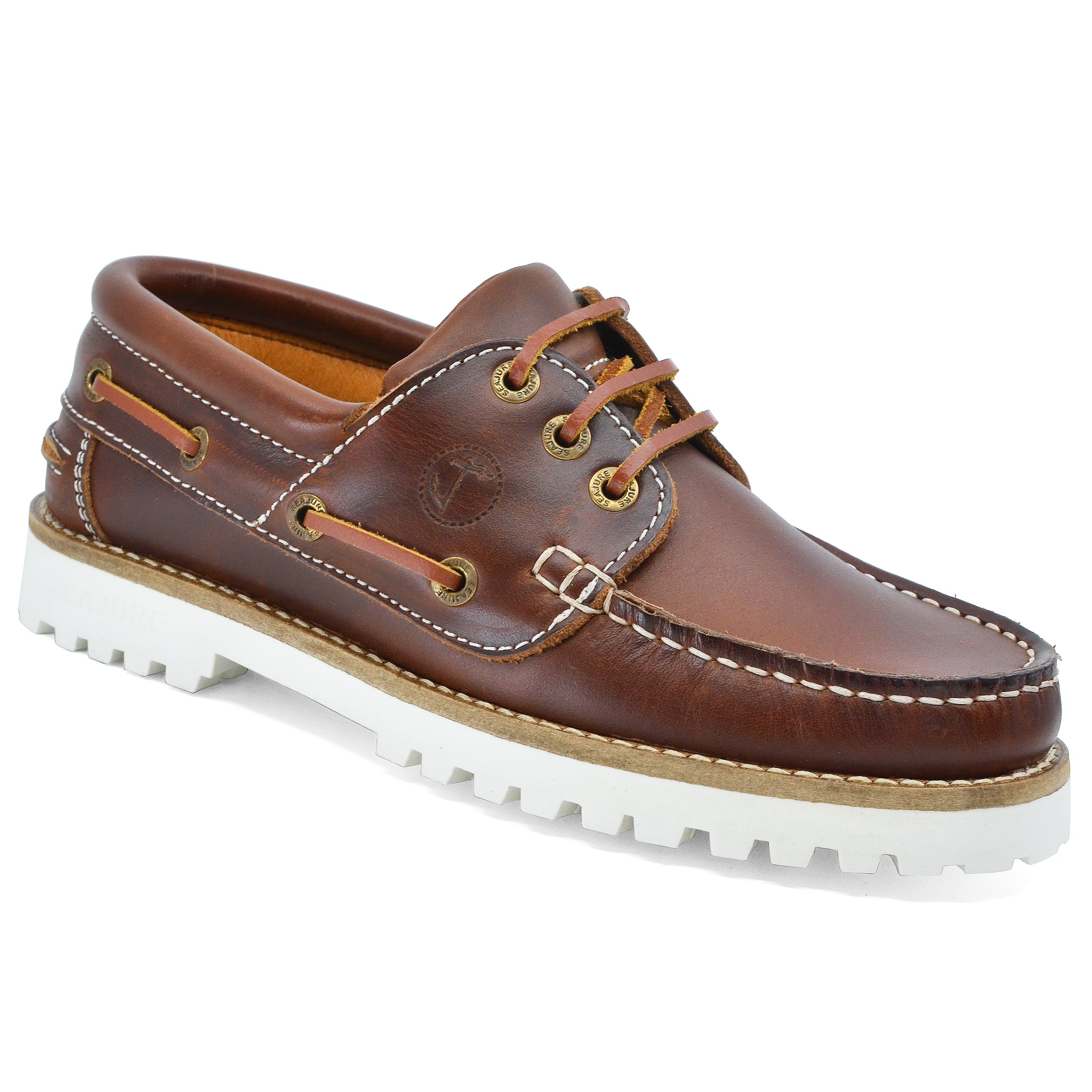 Alankuda Brown Leather Women Boat Shoe showcasing premium leather and stylish design.