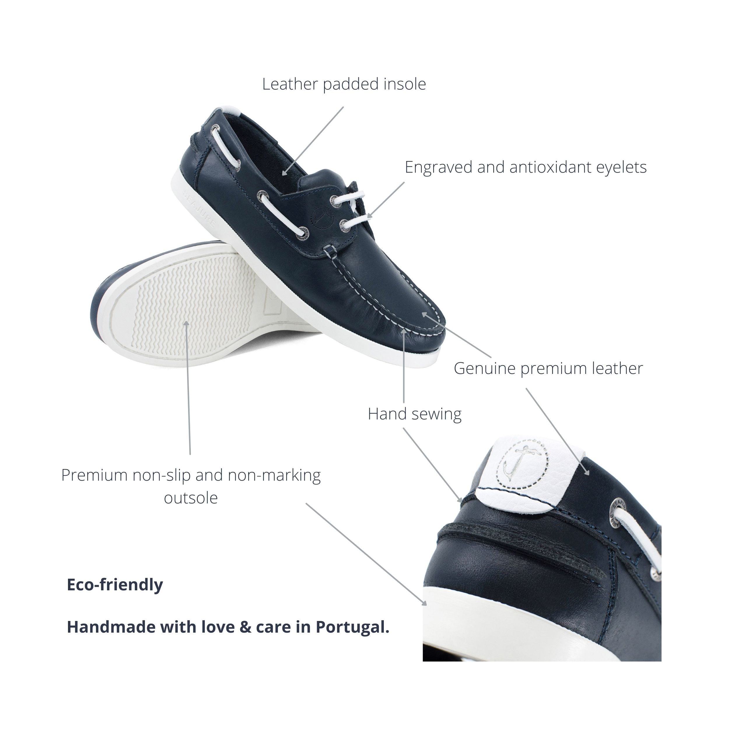 Seajure Cannon women boat shoe in elegant design, crafted from high-quality leather with a thermo rubber outsole, perfect for nautical adventures.