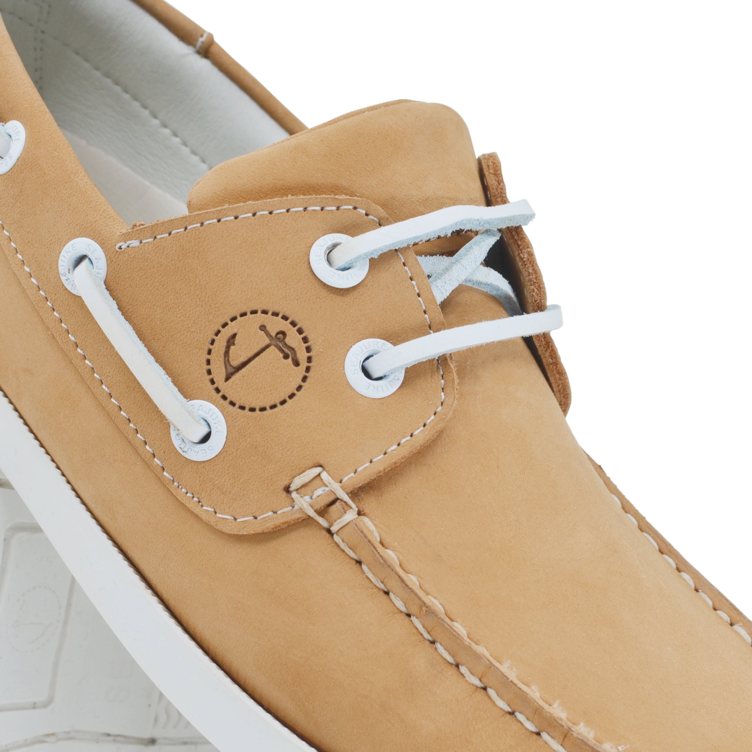 Seajure Noordhoek women boat shoe in elegant nubuck leather, showcasing its classic nautical design and comfortable features.