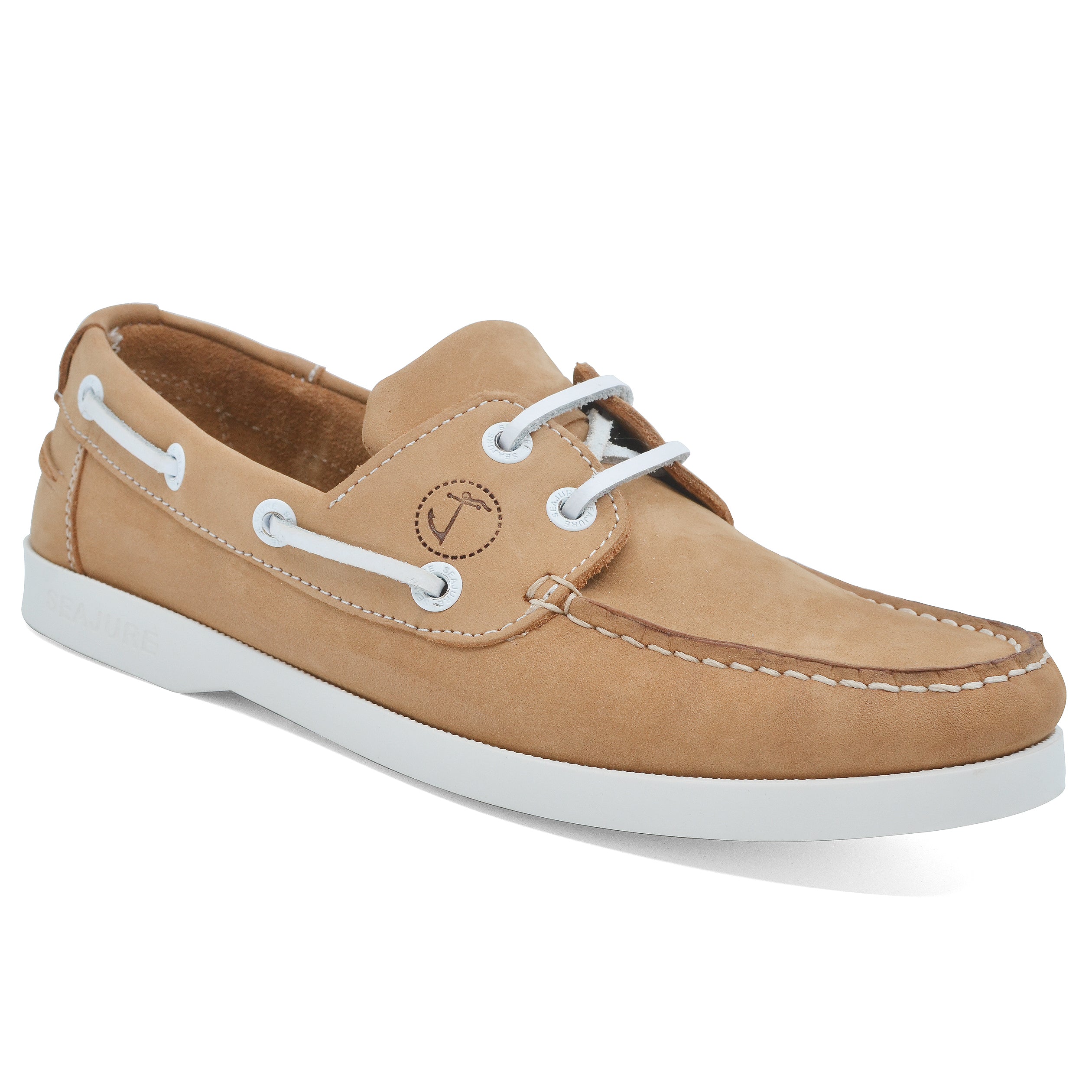 Seajure Noordhoek women boat shoe in elegant nubuck leather, showcasing its classic nautical design and comfortable features.