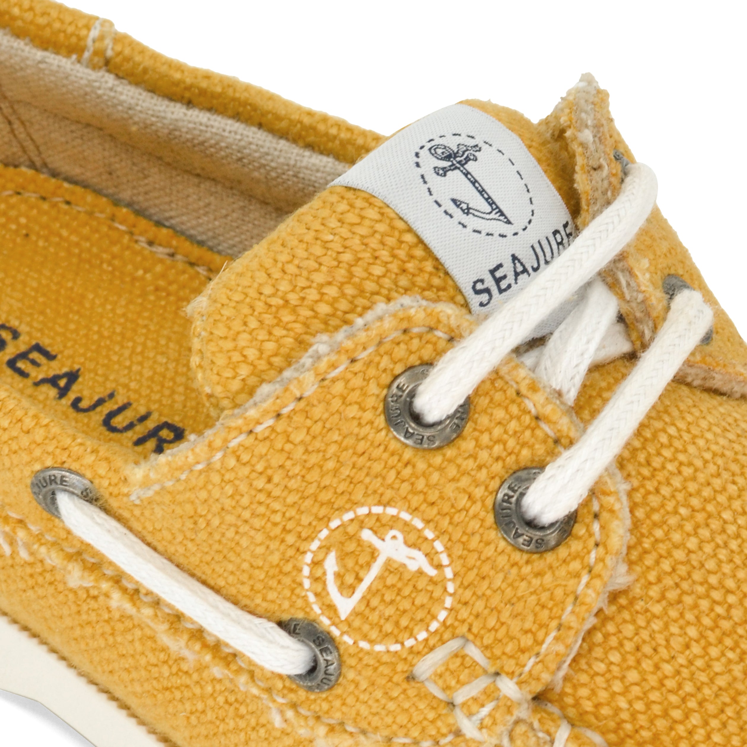 A pair of Seajure Vegan Boat Shoes for women, made from premium hemp and organic cotton, showcasing a stylish and eco-friendly design.