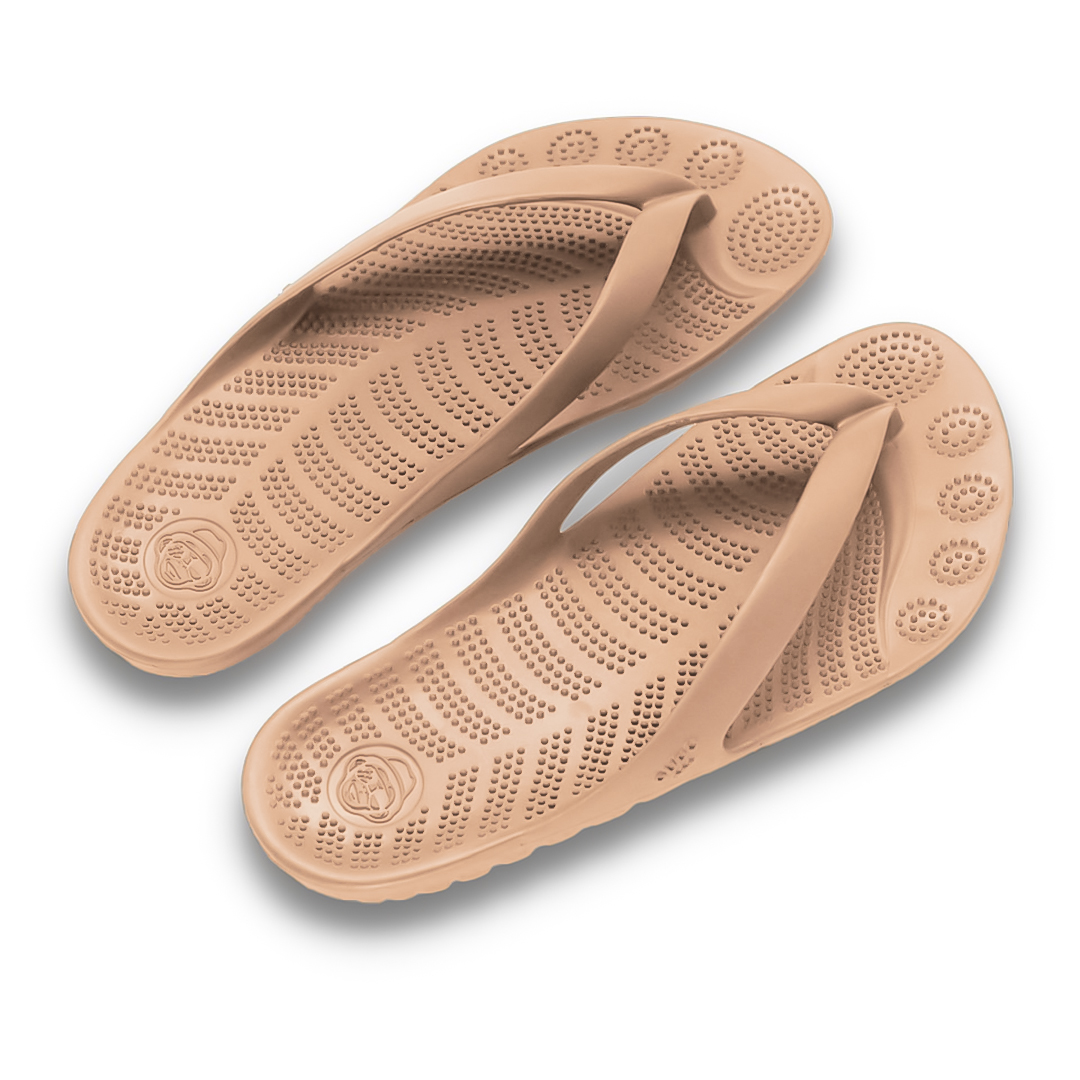 Beach Nude Flip-Flops with a waterproof drybag, showcasing a minimalist design and eco-friendly materials.