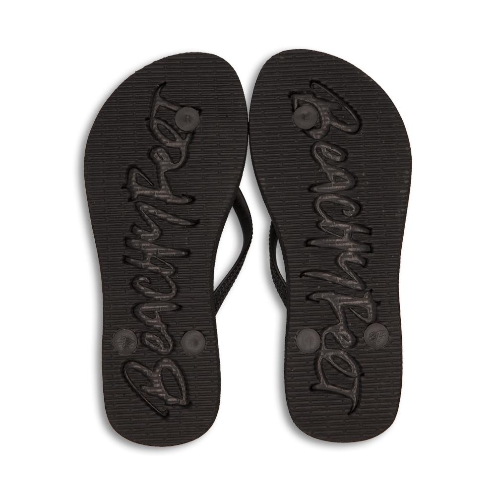 BeachyFeet® Coastal Camo flip flops featuring a stylish camo design and gold emblem, perfect for summer wear.