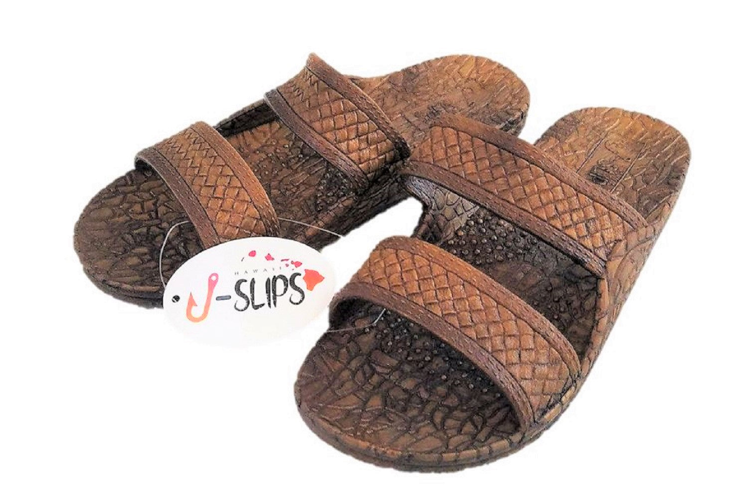 Men's Classic J-Slips Hawaiian Jesus Sandals in five vibrant colors, showcasing their rubber material and air pocket footbed for comfort.