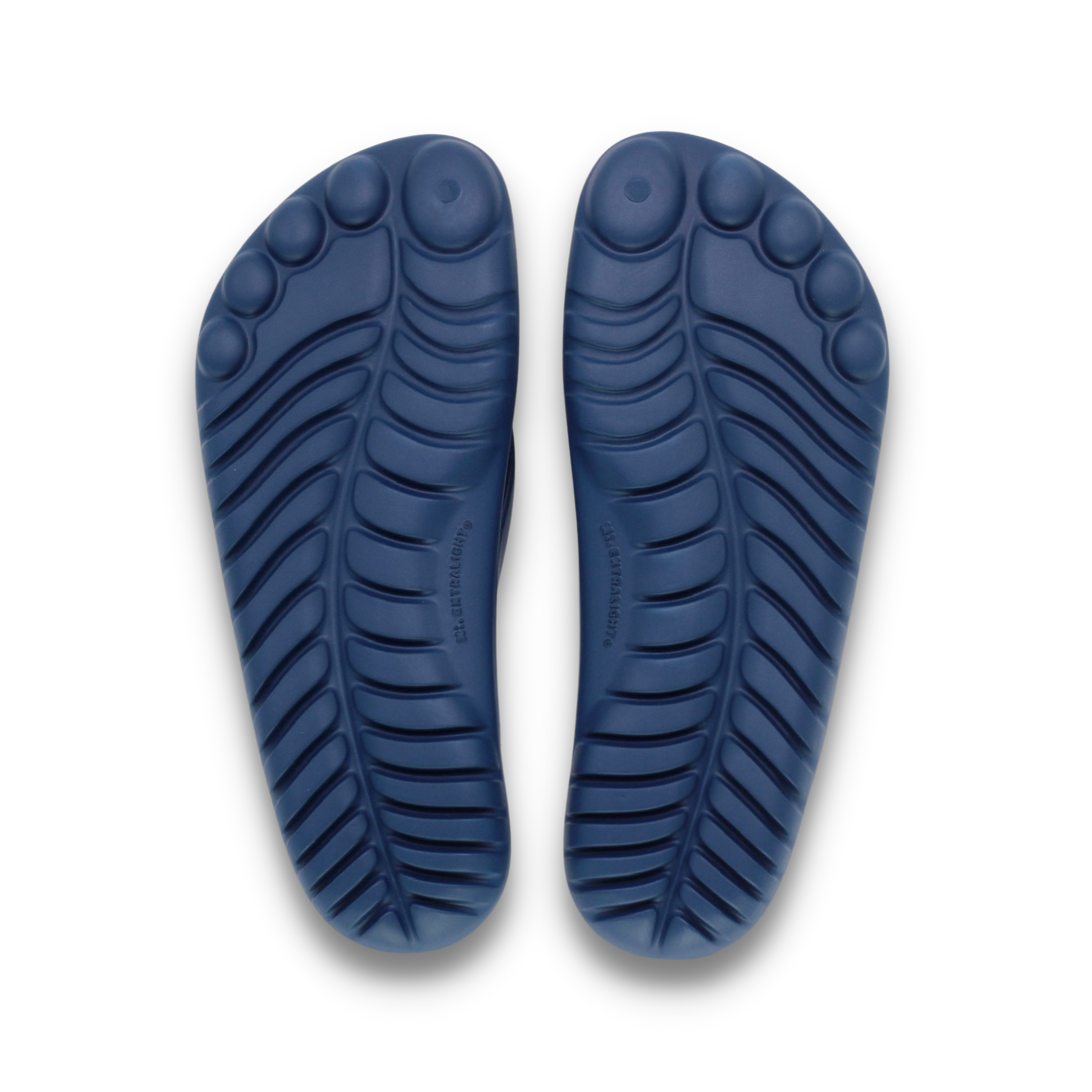 GUDO Navy Blue Flip-Flops displayed with a waterproof mini drybag, showcasing their stylish design and eco-friendly materials.