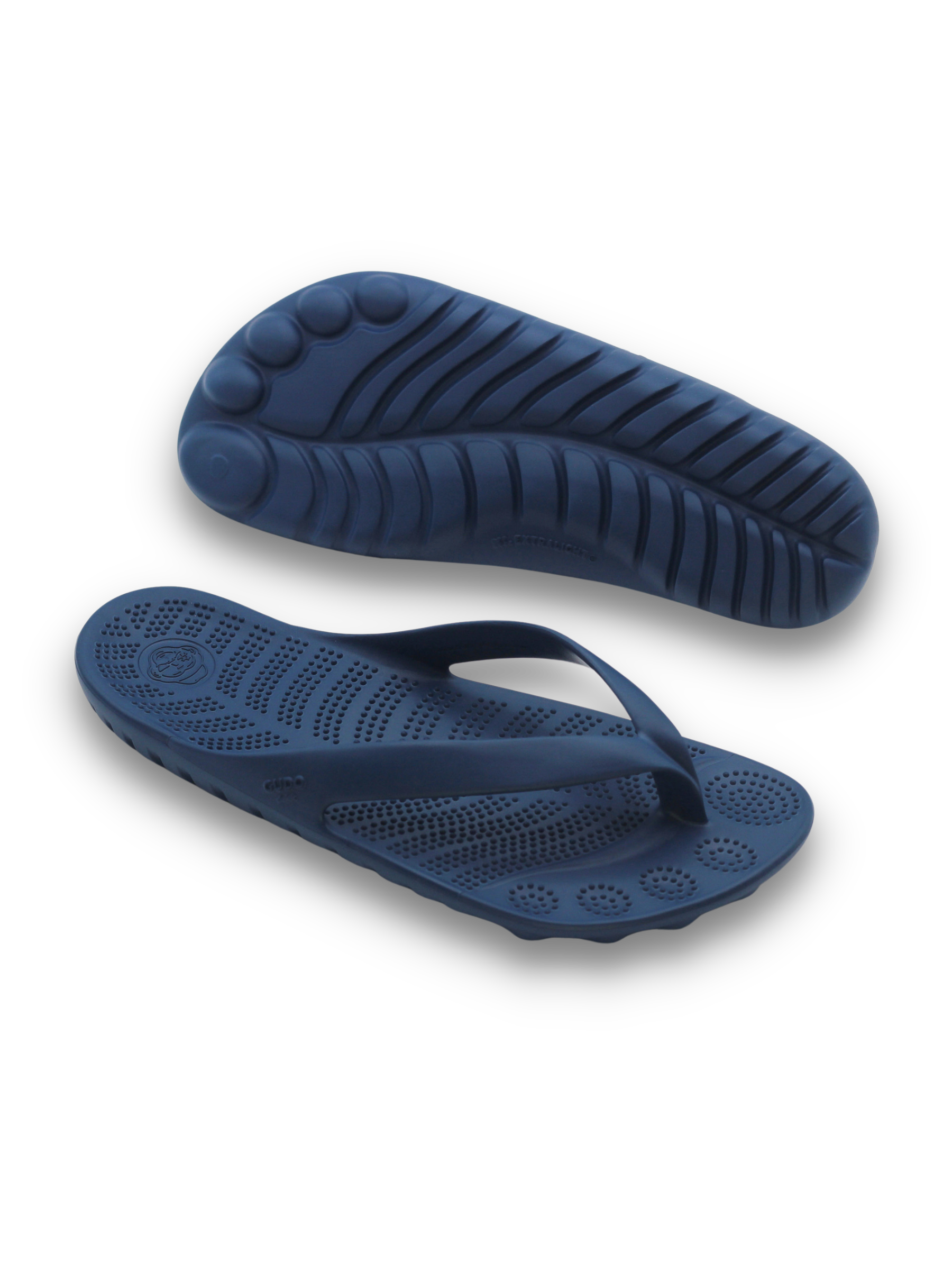 Navy Blue GUDO flip flops showcasing a minimalist design with a comfortable footbed.