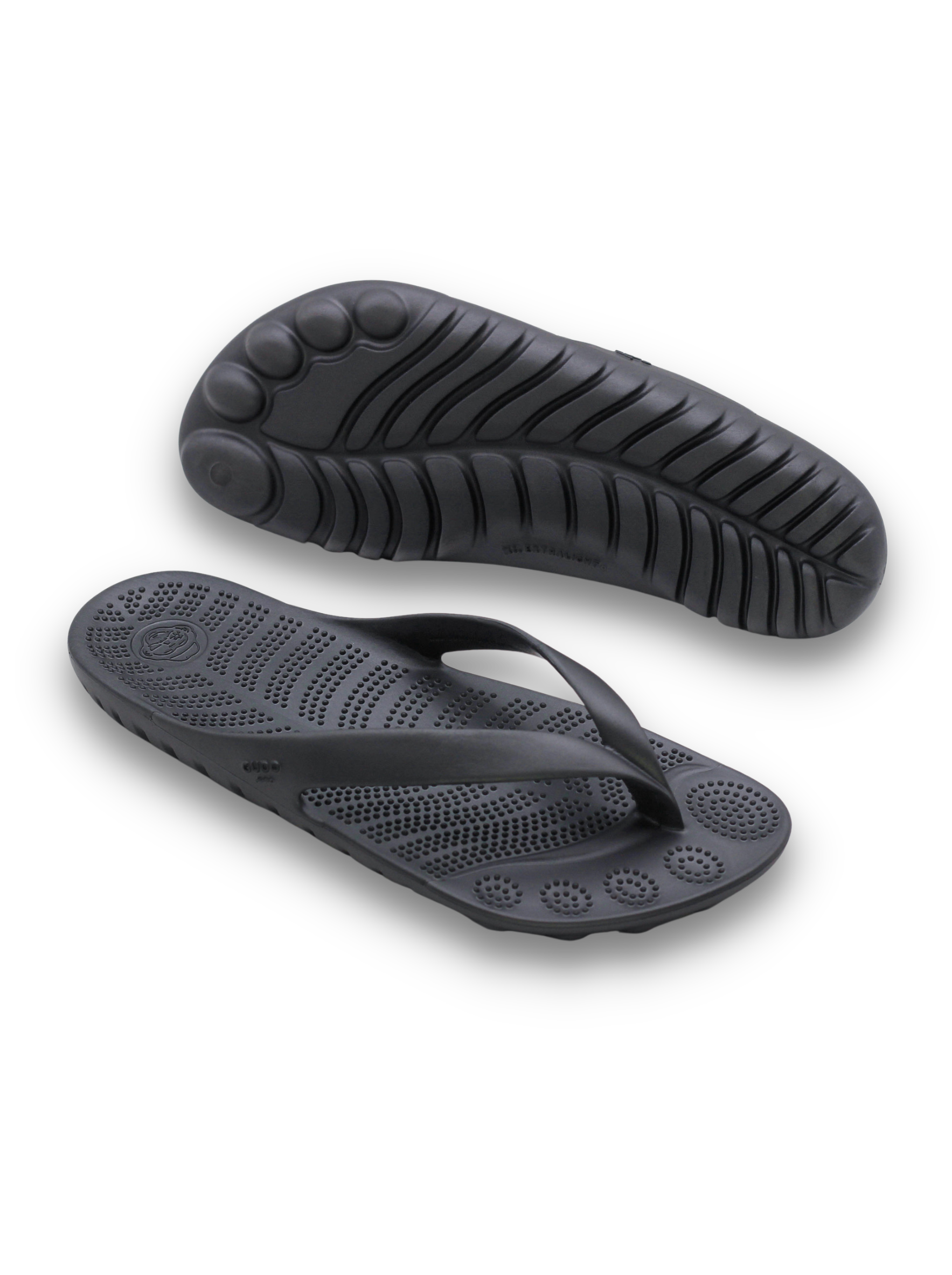 GUDO Night Platinum Flip-Flops showcasing a sleek minimalist design with a unique sole pattern.