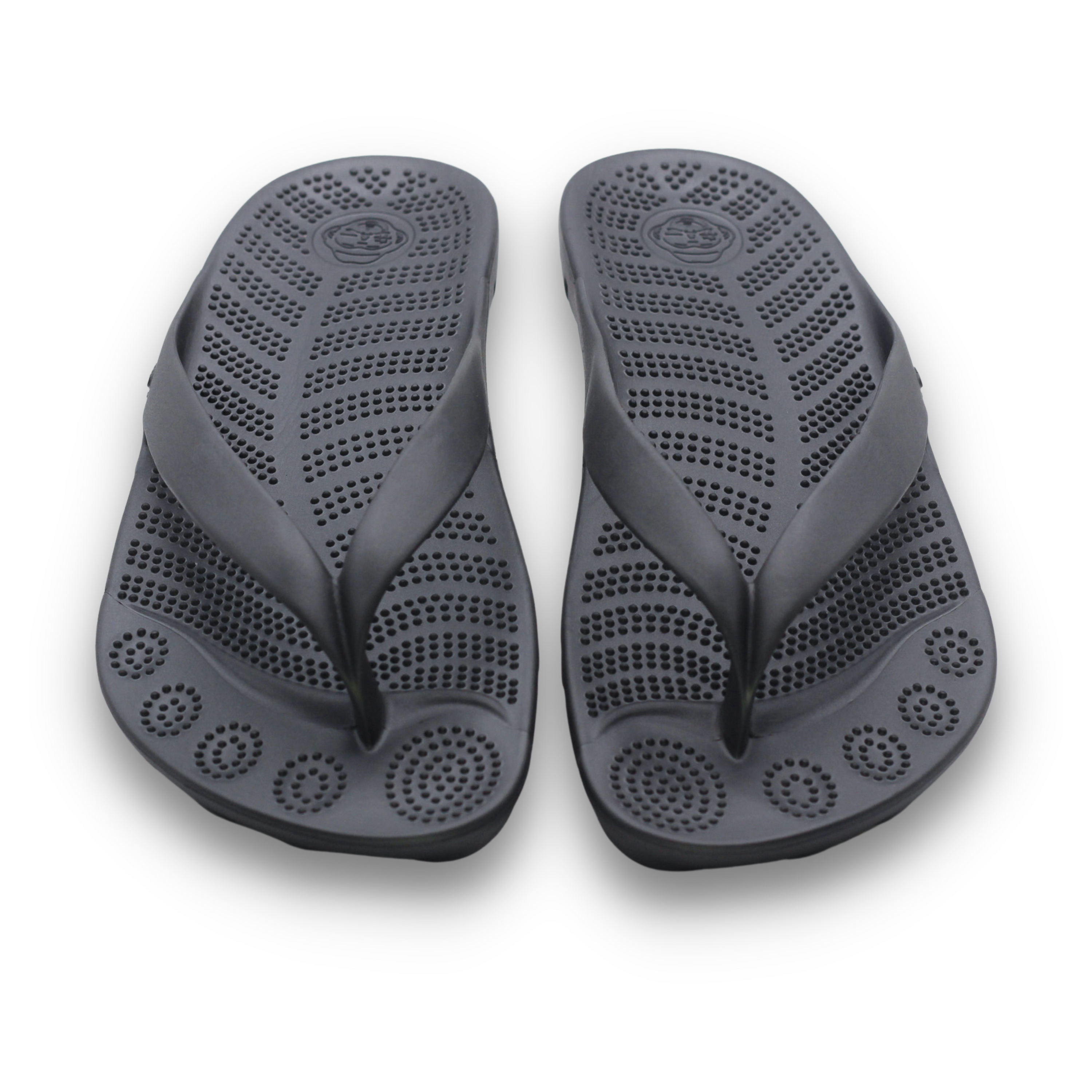 GUDO Night Platinum Flip-Flops showcasing a sleek minimalist design with a unique sole pattern.