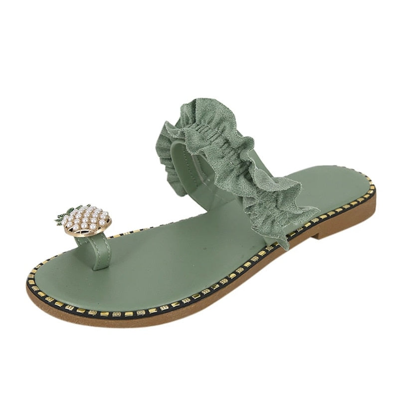 Pineapple Pearl Beach Slides featuring a stylish design with pearl embellishments, perfect for casual summer wear.