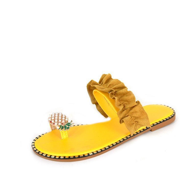 Pineapple Pearl Beach Slides featuring a stylish design with pearl embellishments, perfect for casual summer wear.