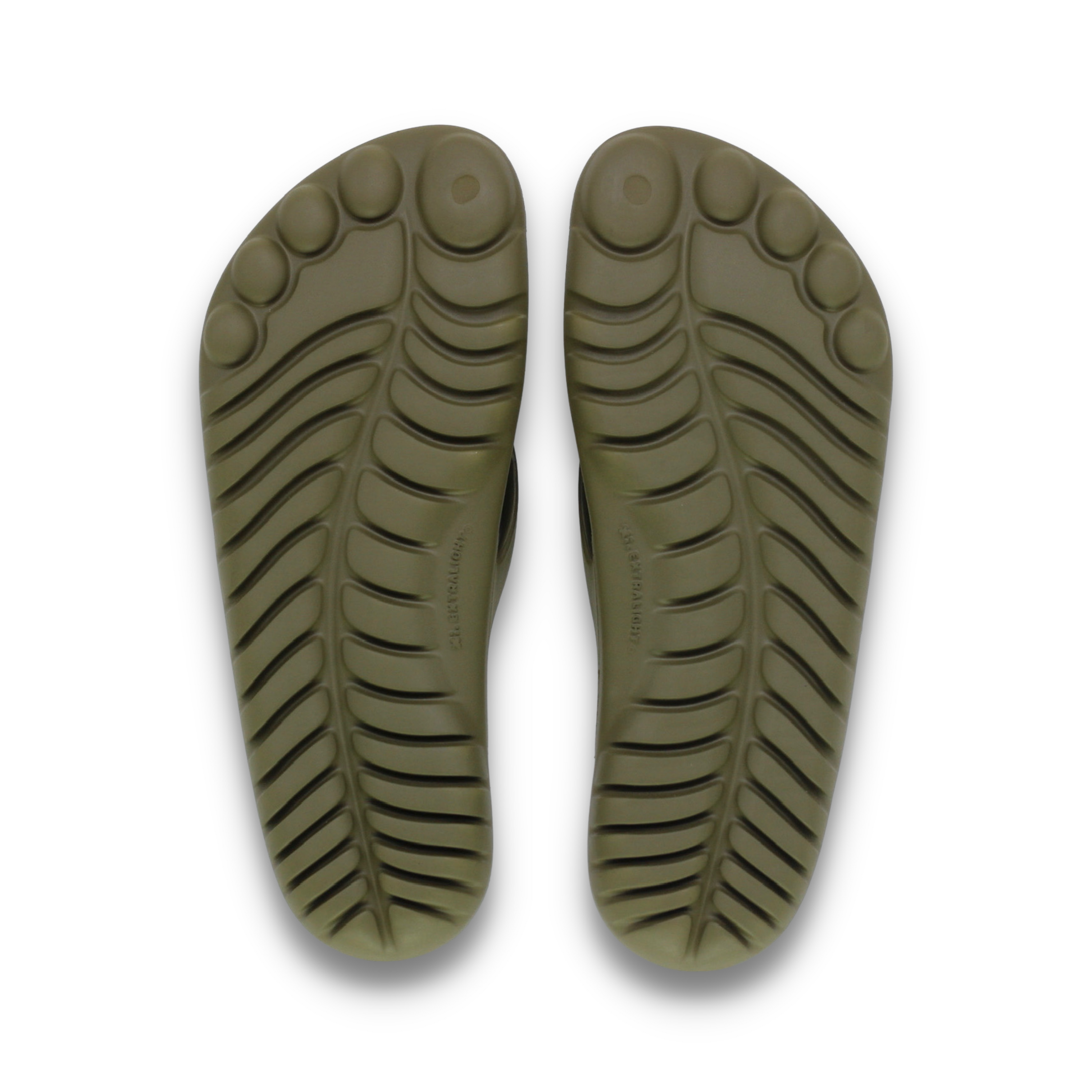 Seaweed Green Flip-Flops with a waterproof mini drybag, showcasing a minimalist design and eco-friendly materials.