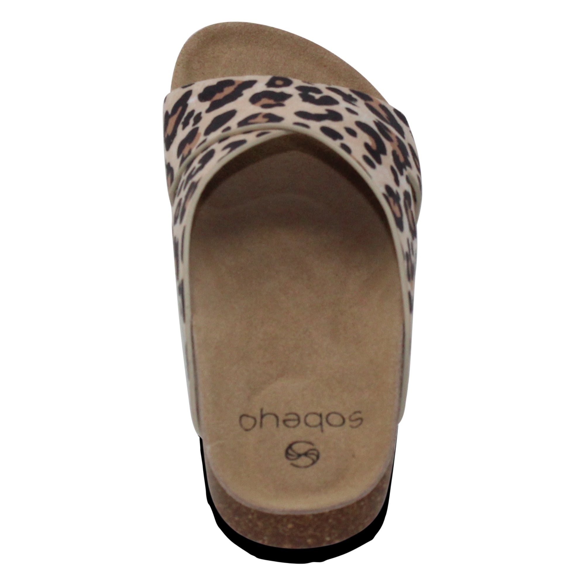 Women's Classic Criss-Cross Comfort Sandals in Cork Leopard featuring soft vegan leather and anti-slip EVA sole.