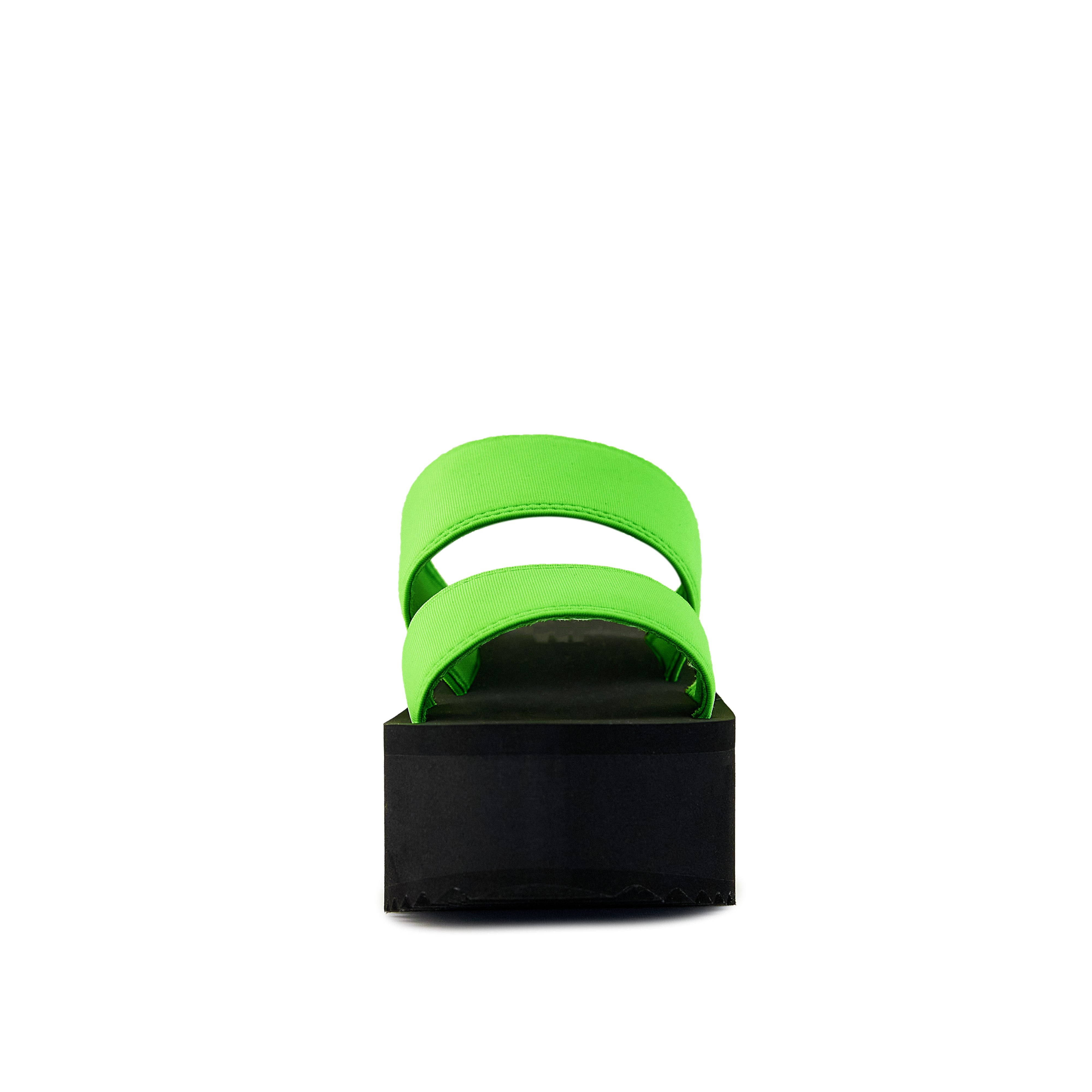 Women's Platform Sandal in Neon Green featuring dual straps and a chunky platform sole, perfect for summer fashion.