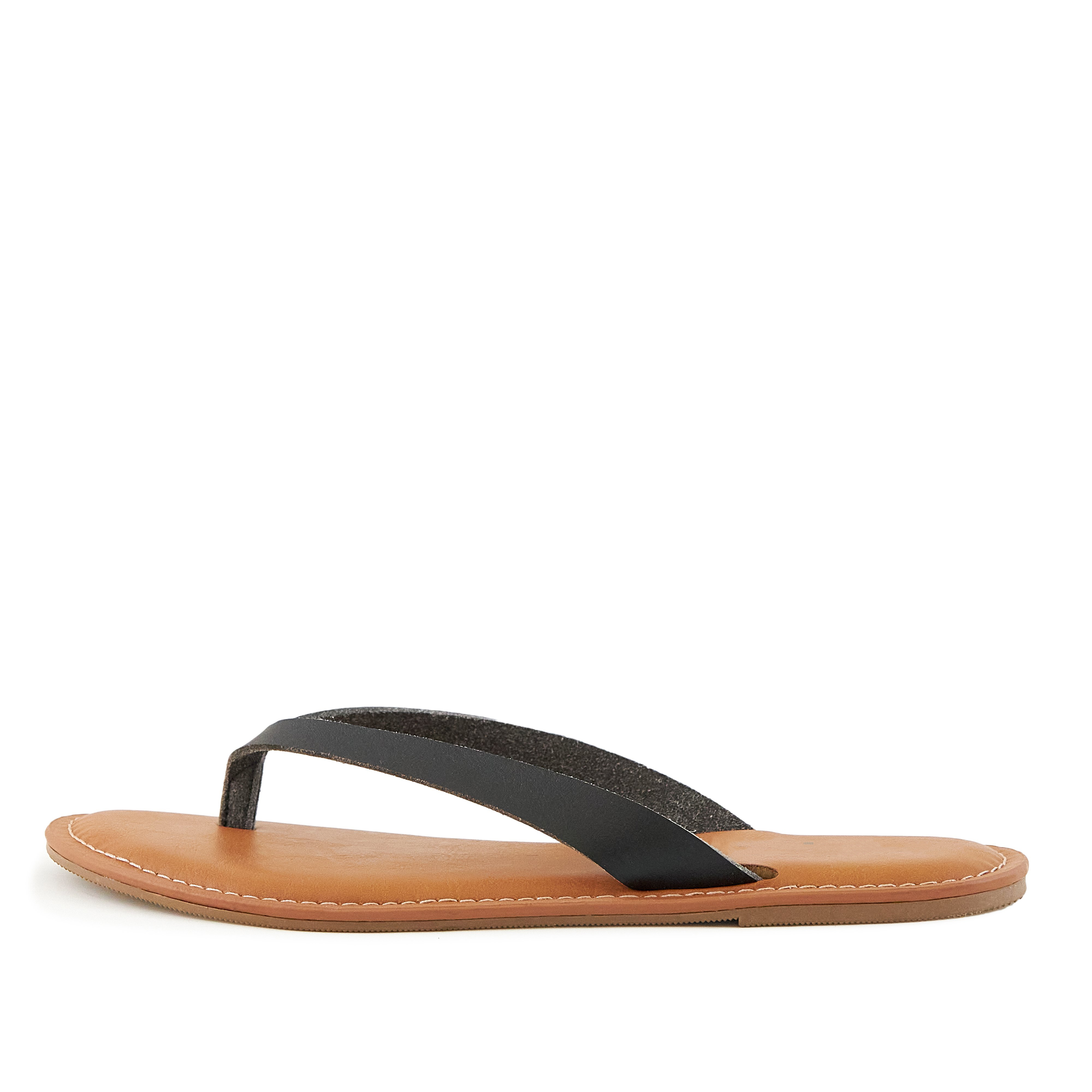 A pair of Women's Sandals Ibiza Black featuring a classic thong toe design and slim straps, perfect for summer wear.