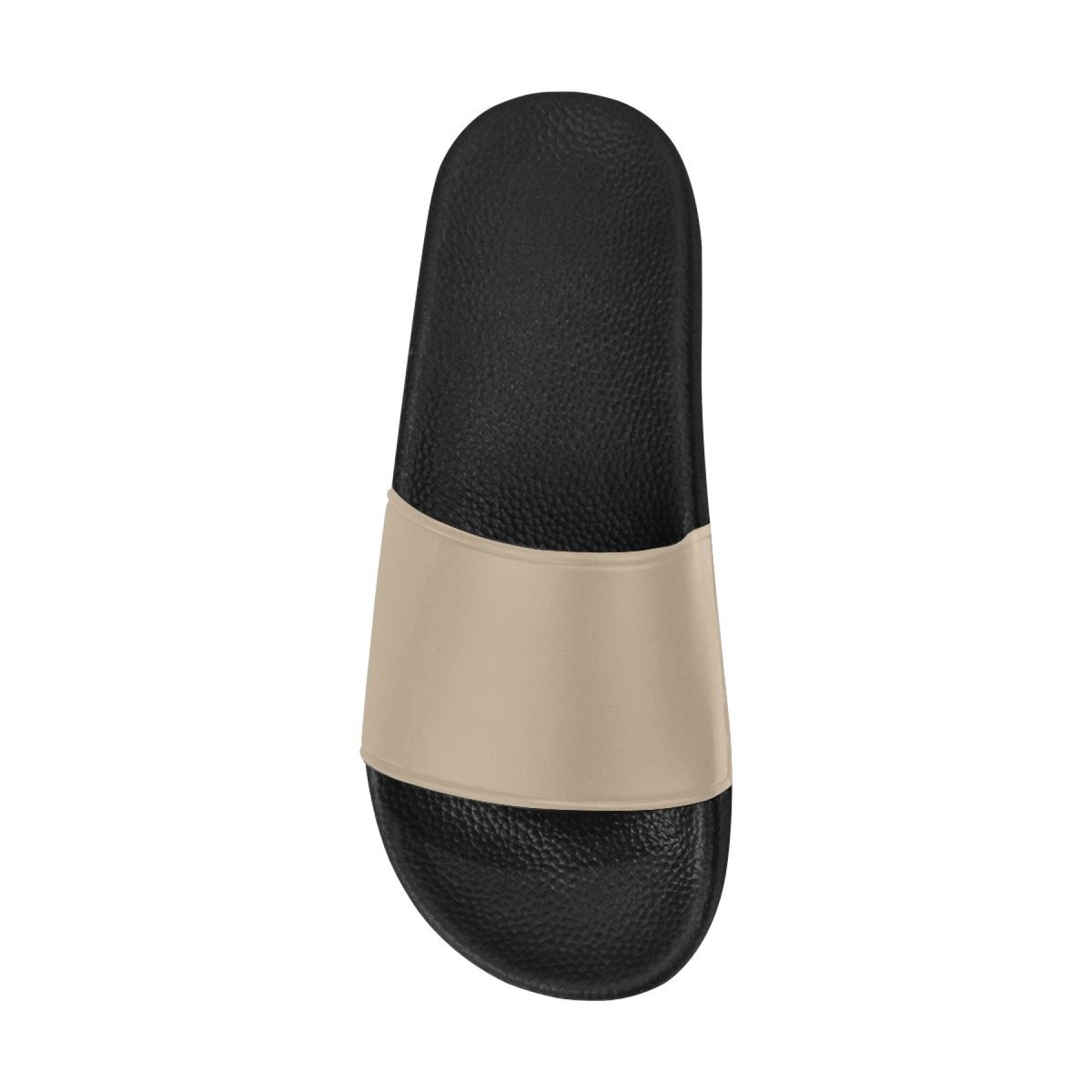 A pair of women's dark beige slides with a cushioned foaming strap and open toe design, perfect for casual wear.