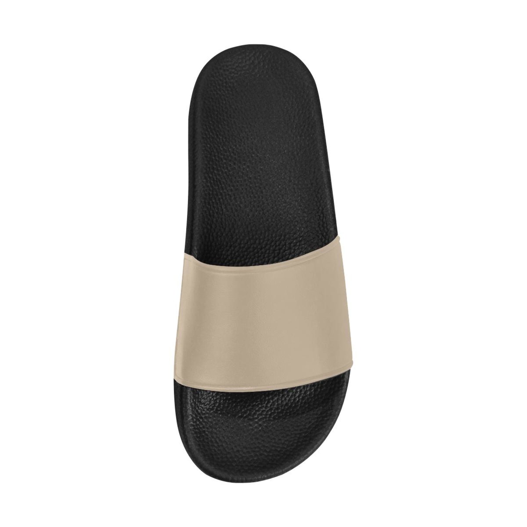 A pair of women's dark beige slides with a cushioned foaming strap and open toe design, perfect for casual wear.