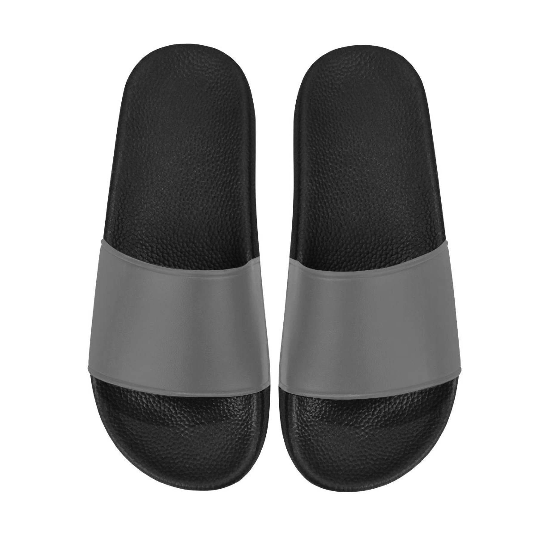 Dark gray women's slides with cushioned foaming strap and open toe design, perfect for casual wear.