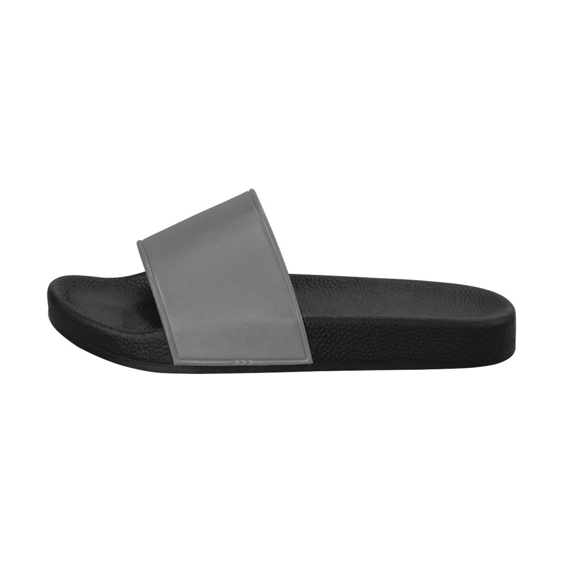 Dark gray women's slides with cushioned foaming strap and open toe design, perfect for casual wear.