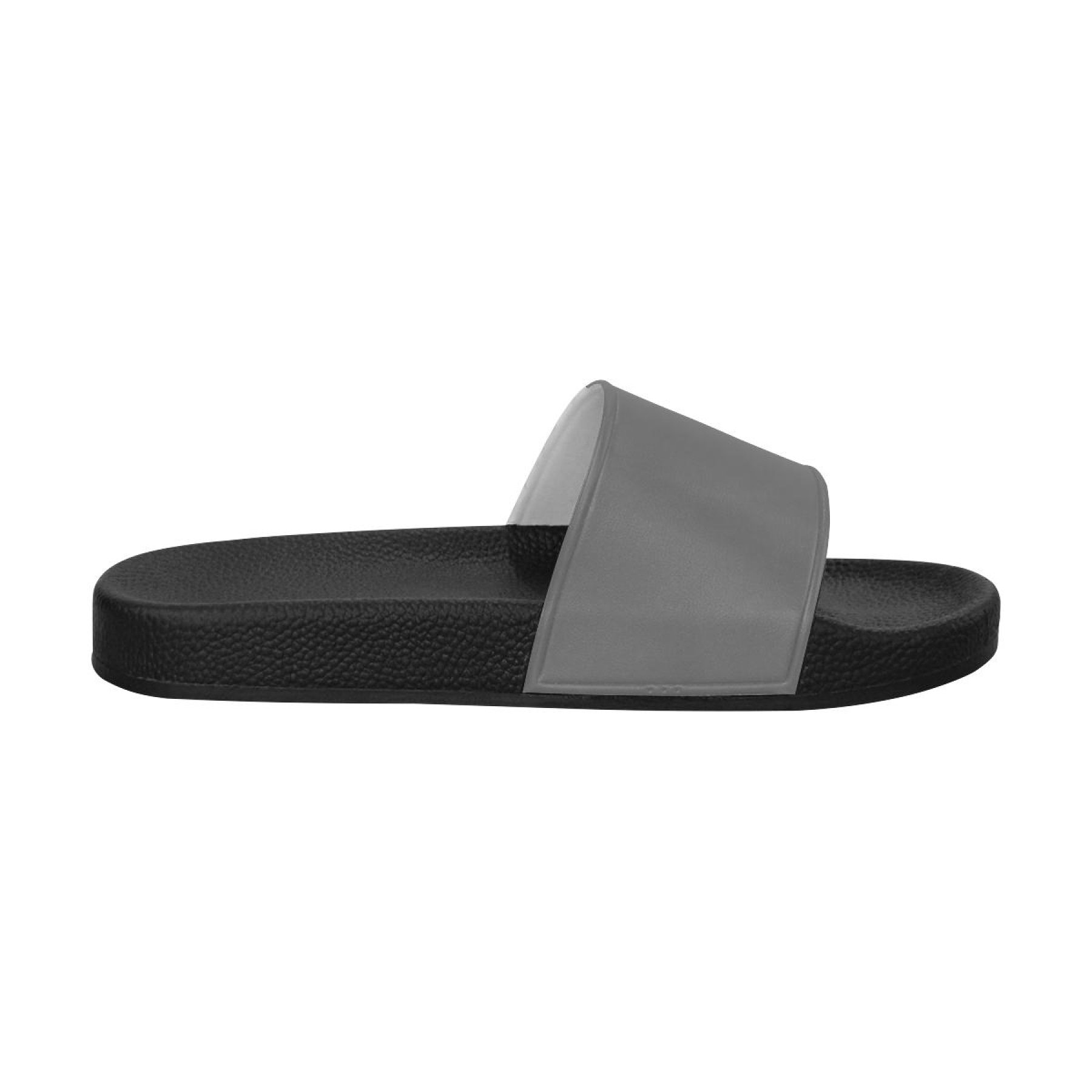 Dark gray women's slides with cushioned foaming strap and open toe design, perfect for casual wear.