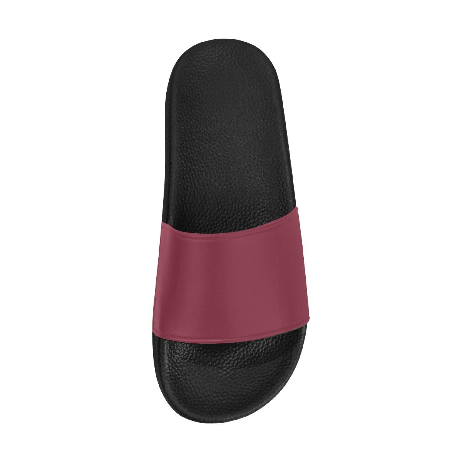 A pair of women's dark red slides with a cushioned strap and open toe design, perfect for casual wear and beach outings.