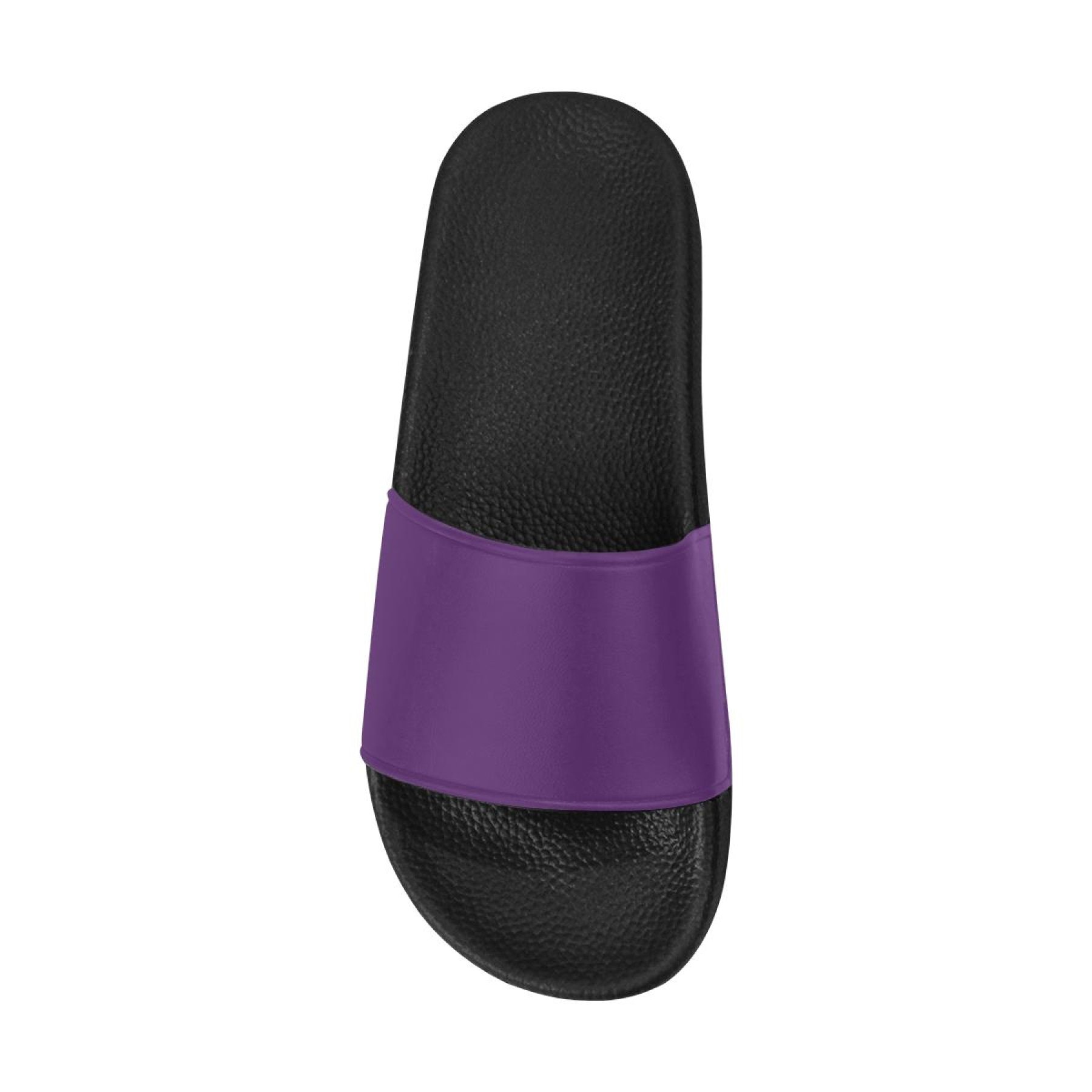 A pair of women's deep purple slides with a cushioned foaming strap and open toe design, perfect for casual wear.