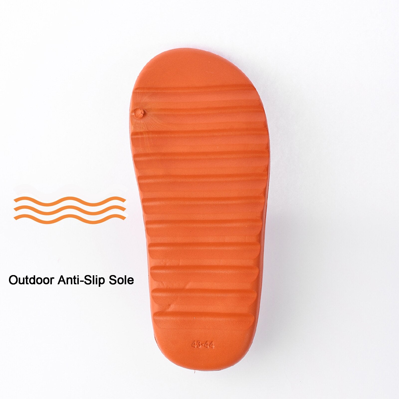 A pair of orange chunky platform pillow slides for women, featuring an open toe design and a cushioned insole, perfect for casual wear and shower use.