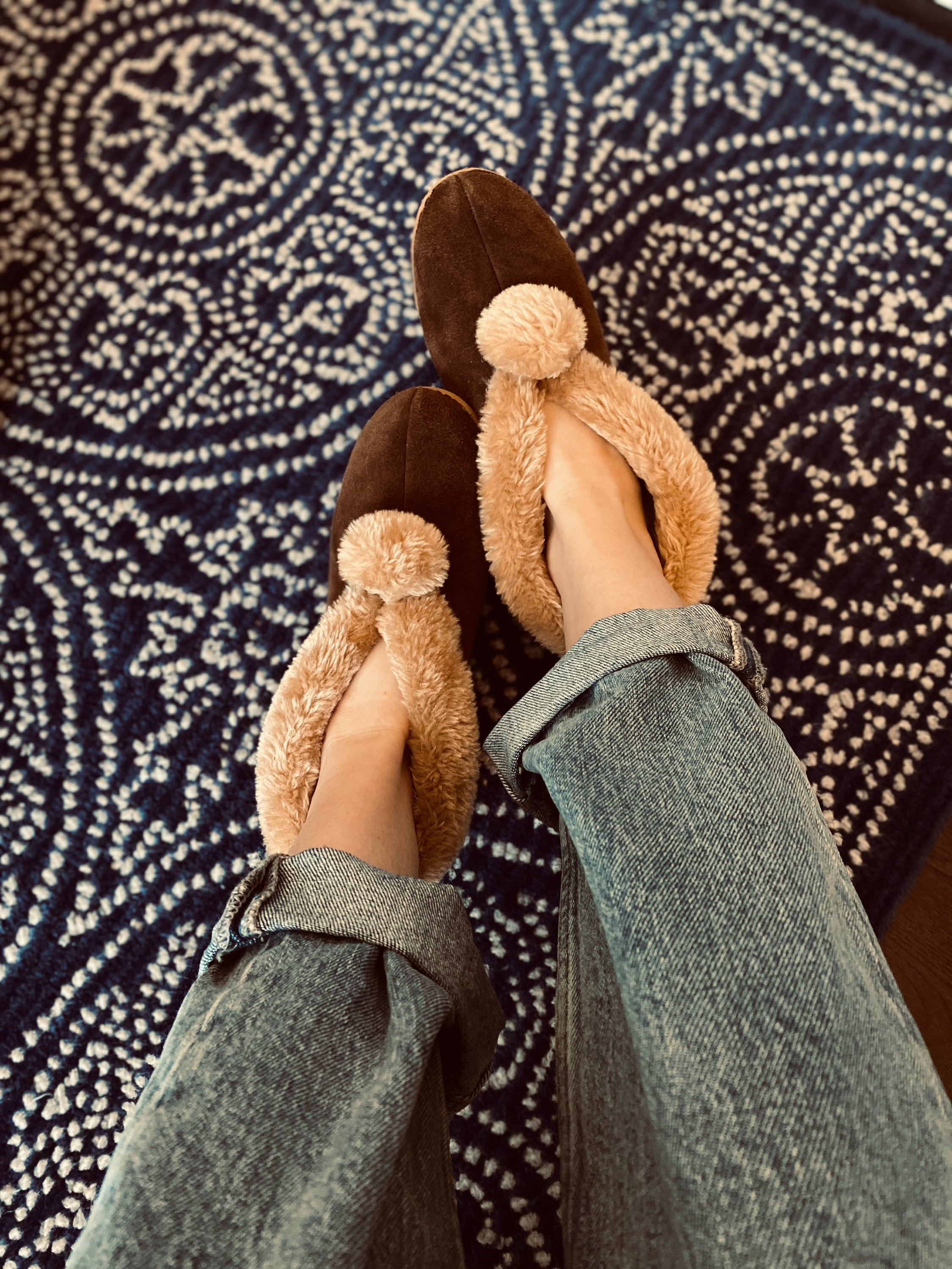 Chestnut suede slipper boots with natural sheep wool lining, handcrafted in Poland, showcasing a cozy and stylish design.