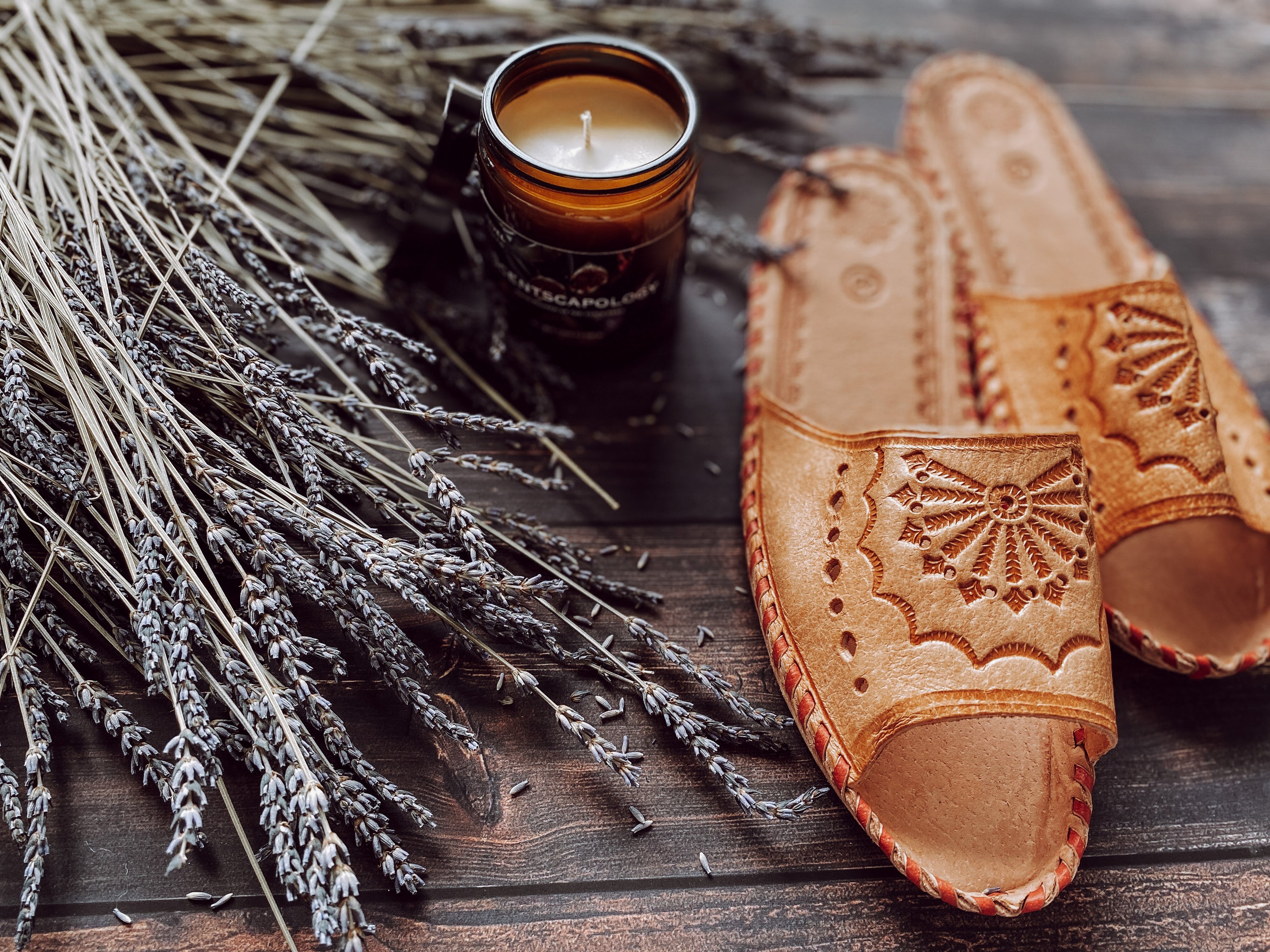 Wanderlust Open Toe Slippers featuring handmade leather with boho embroidery, perfect for warm weather wear.