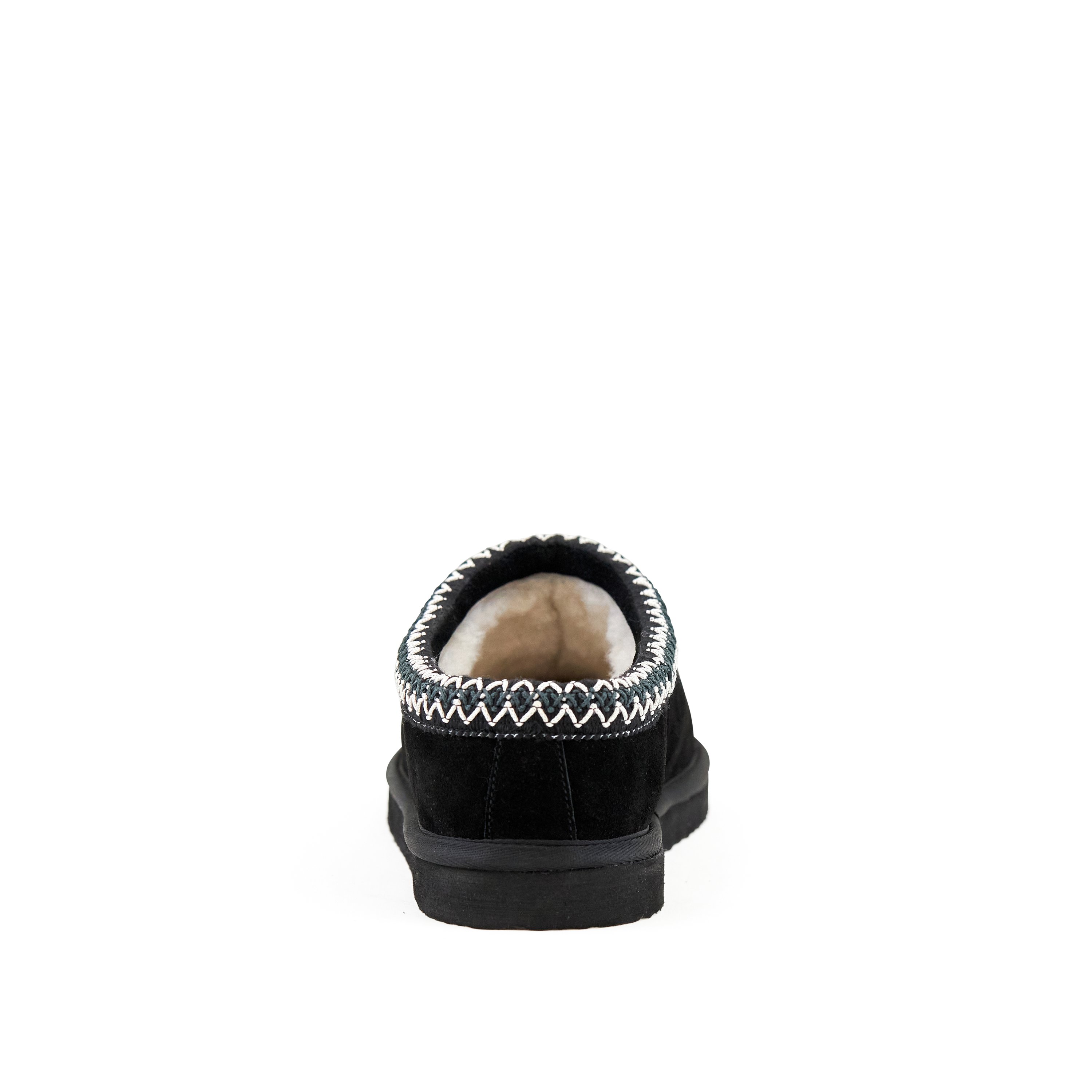 Women's Slipper Slumber Black featuring faux leather exterior and faux-fur lining, designed for comfort and warmth.