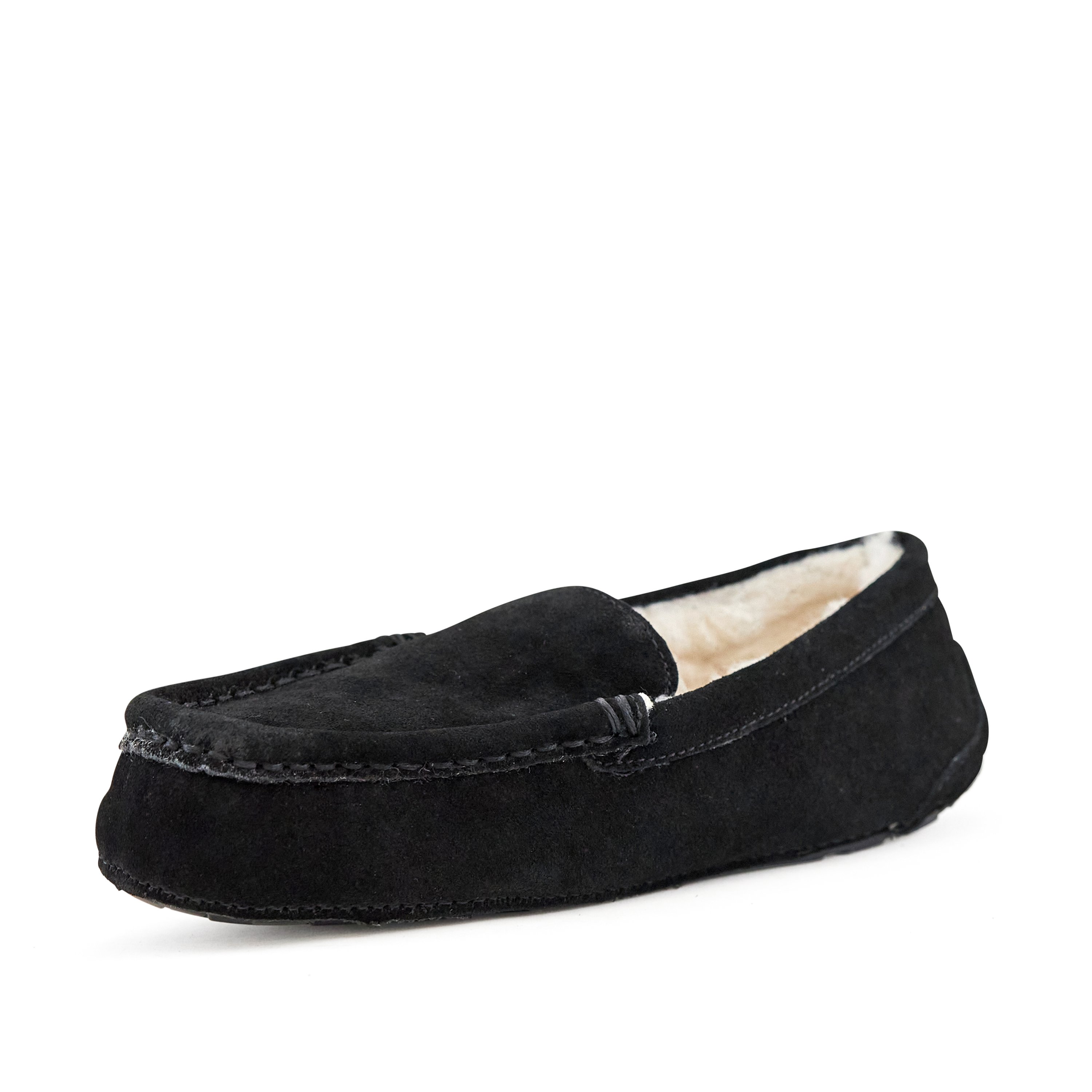 Cozy Women's Slippers Toasty Black made of genuine suede with faux fur lining and rubber sole, perfect for lounging at home.