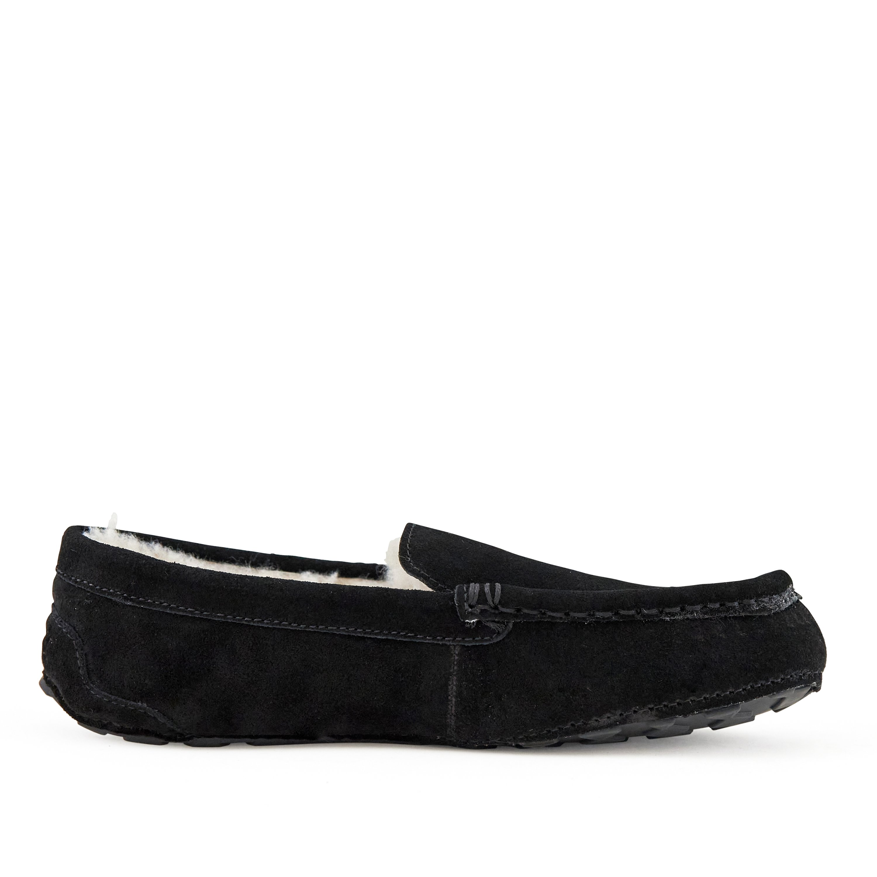 Cozy Women's Slippers Toasty Black made of genuine suede with faux fur lining and rubber sole, perfect for lounging at home.