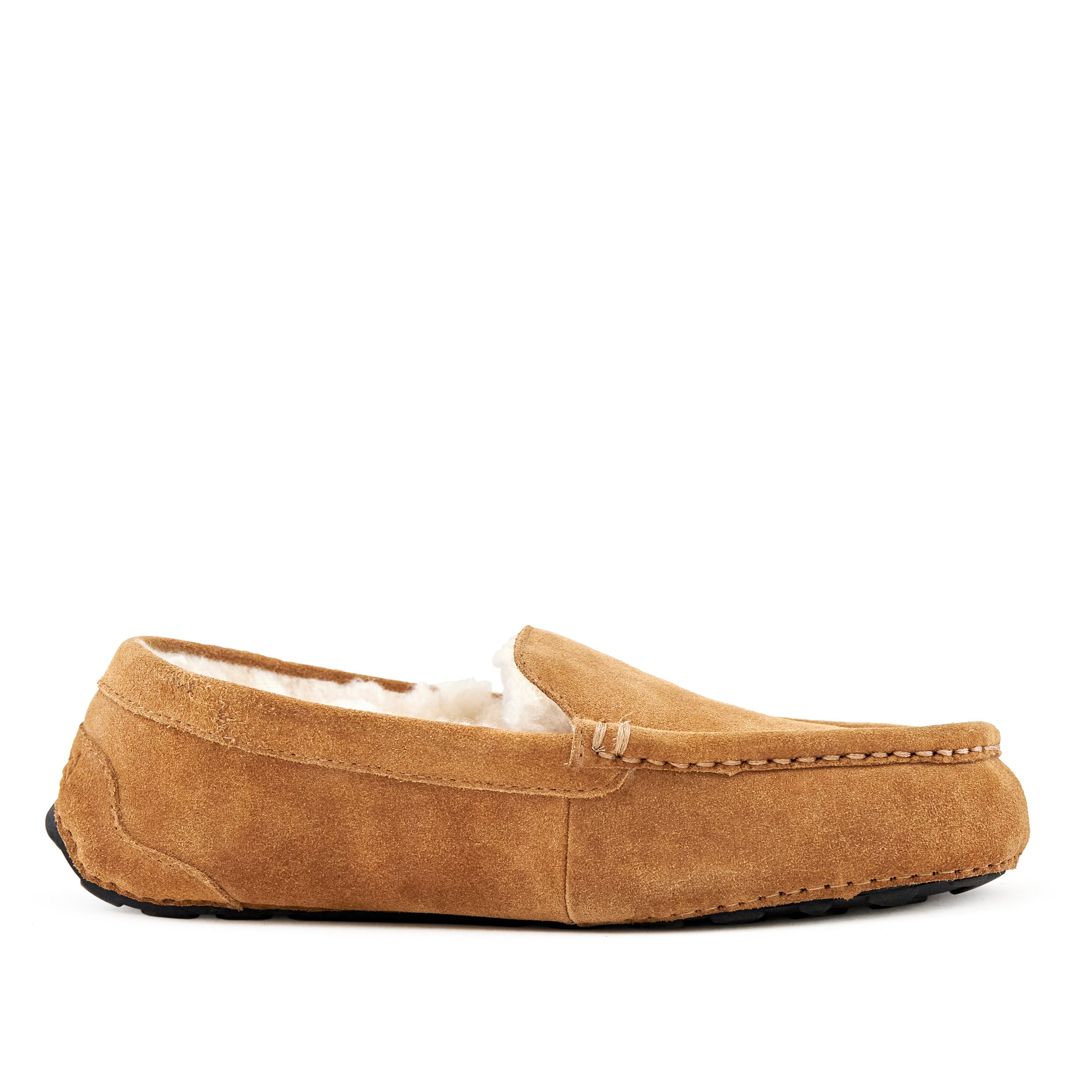 Women's Slippers Toasty Camel featuring genuine suede, faux fur lining, and rubber sole, designed for comfort and style.