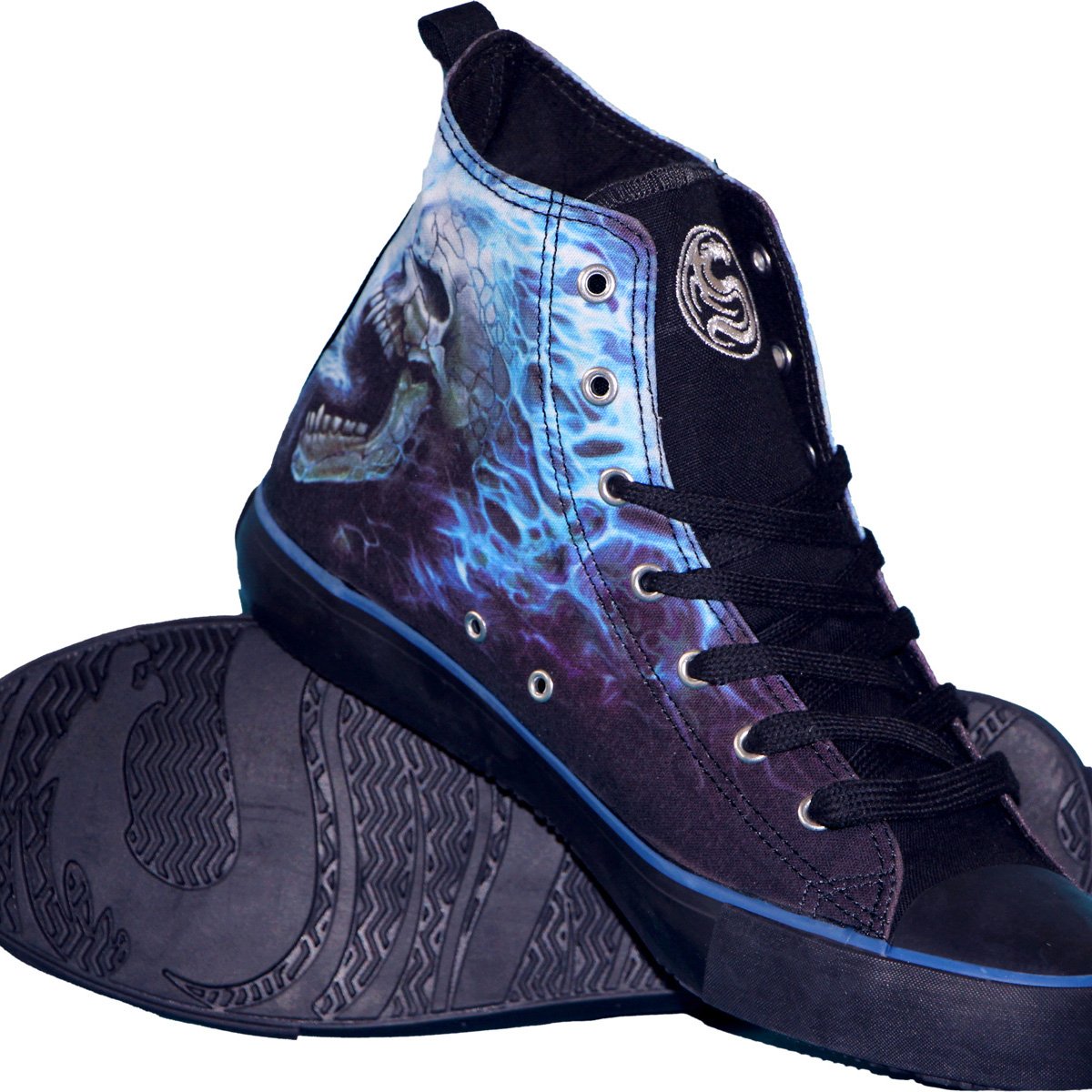 Skull design high top sneakers.