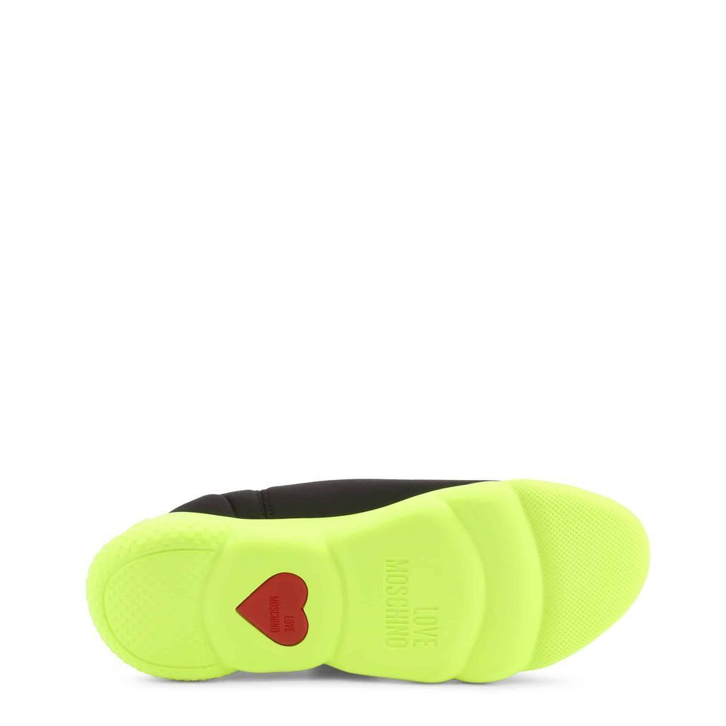 A pair of stylish Neon Green Slip-On Shoes featuring a black and neon green color scheme with a 3.5 cm platform heel.