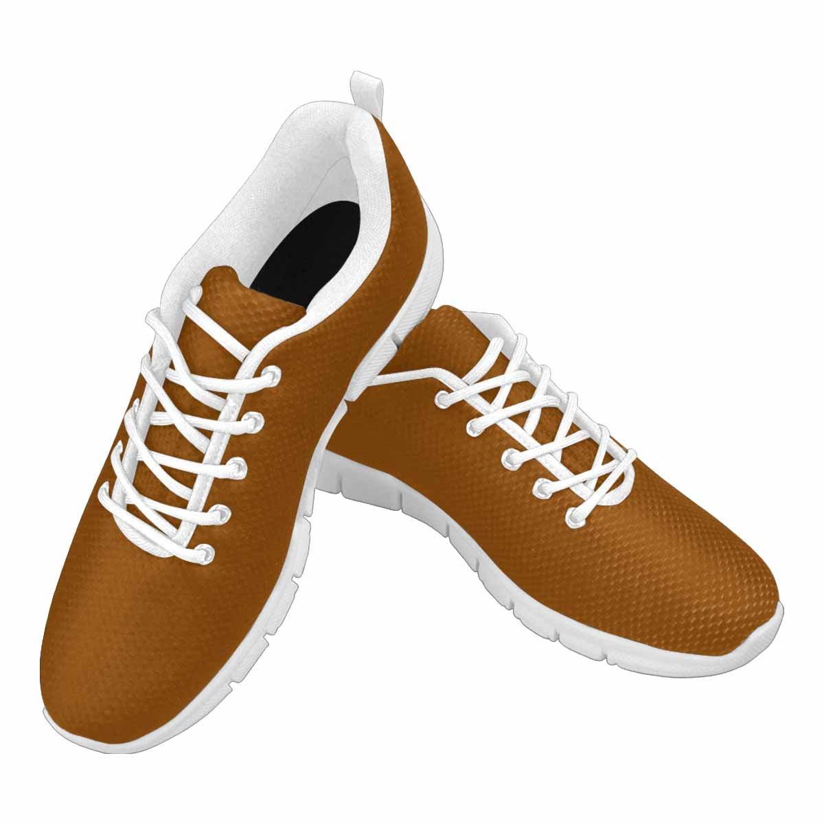 Brown sneakers for men designed for running, featuring a durable outsole and breathable mesh material.