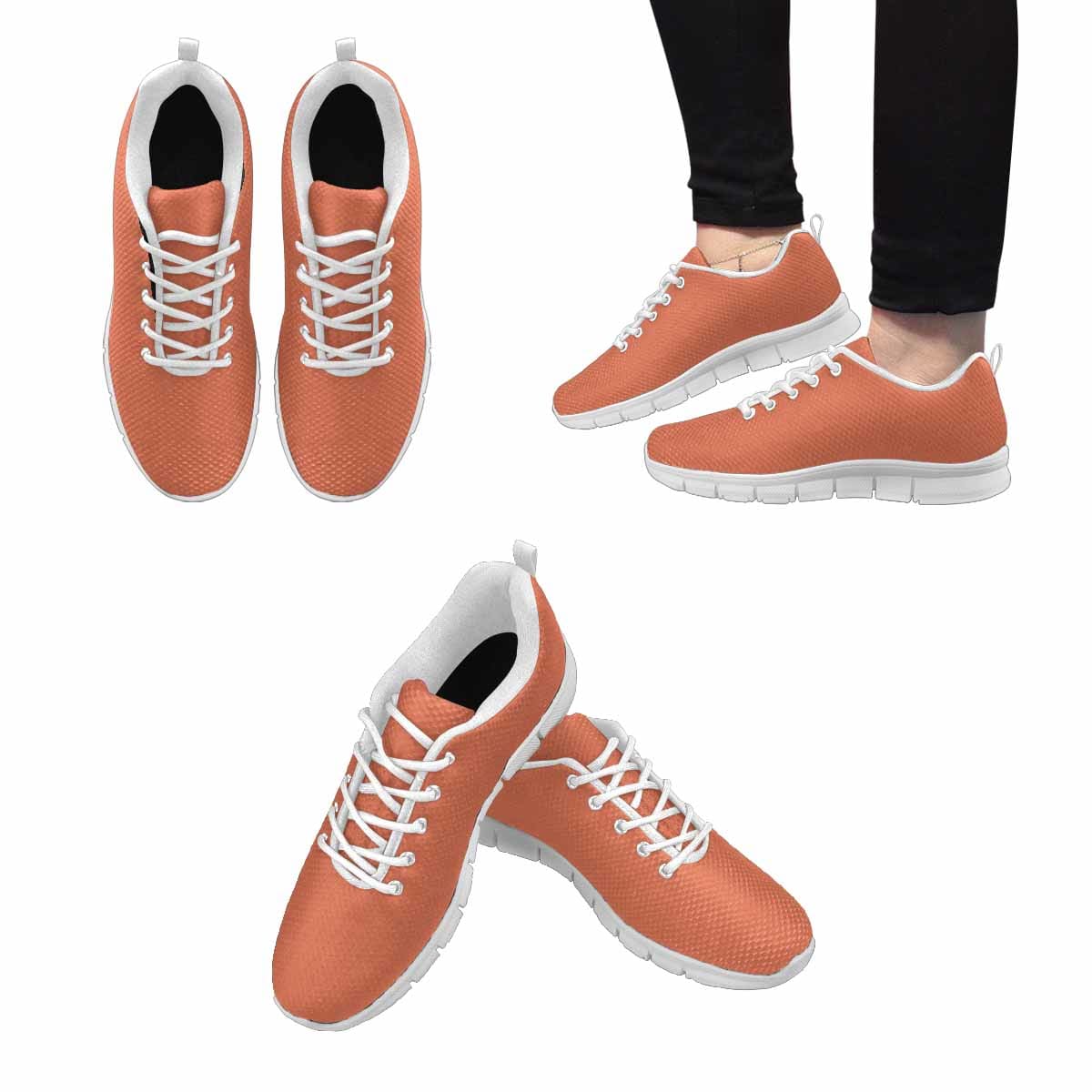 Men's running sneakers in Burnt Sienna Red with breathable mesh and durable outsole.