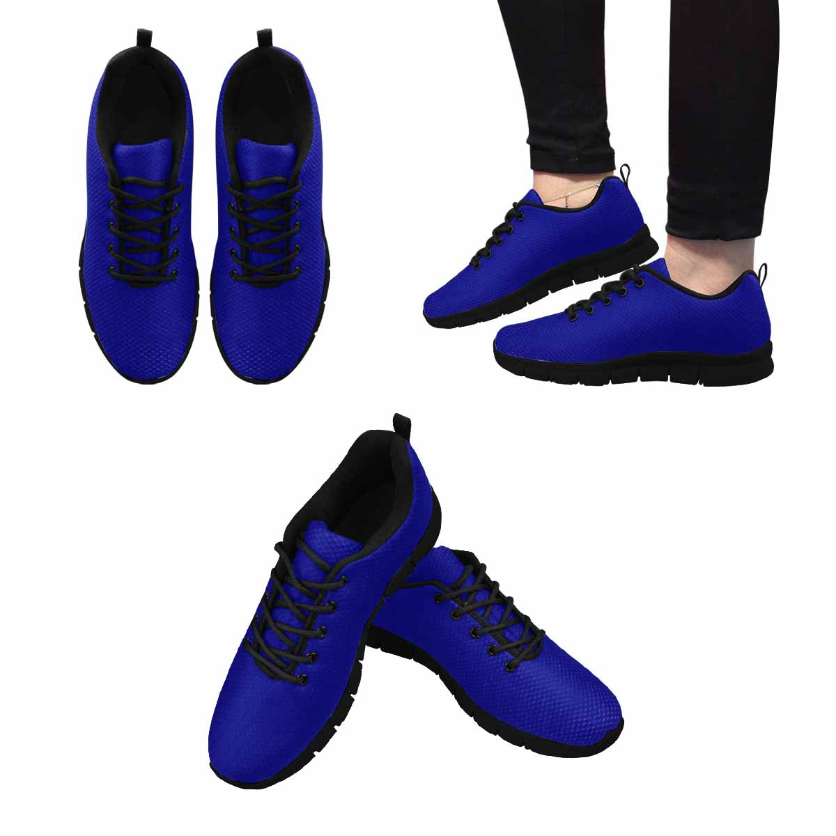 Dark Blue Sneakers for Men, featuring a canvas mesh design, MD+RB outsole, and foamed collar for comfort.