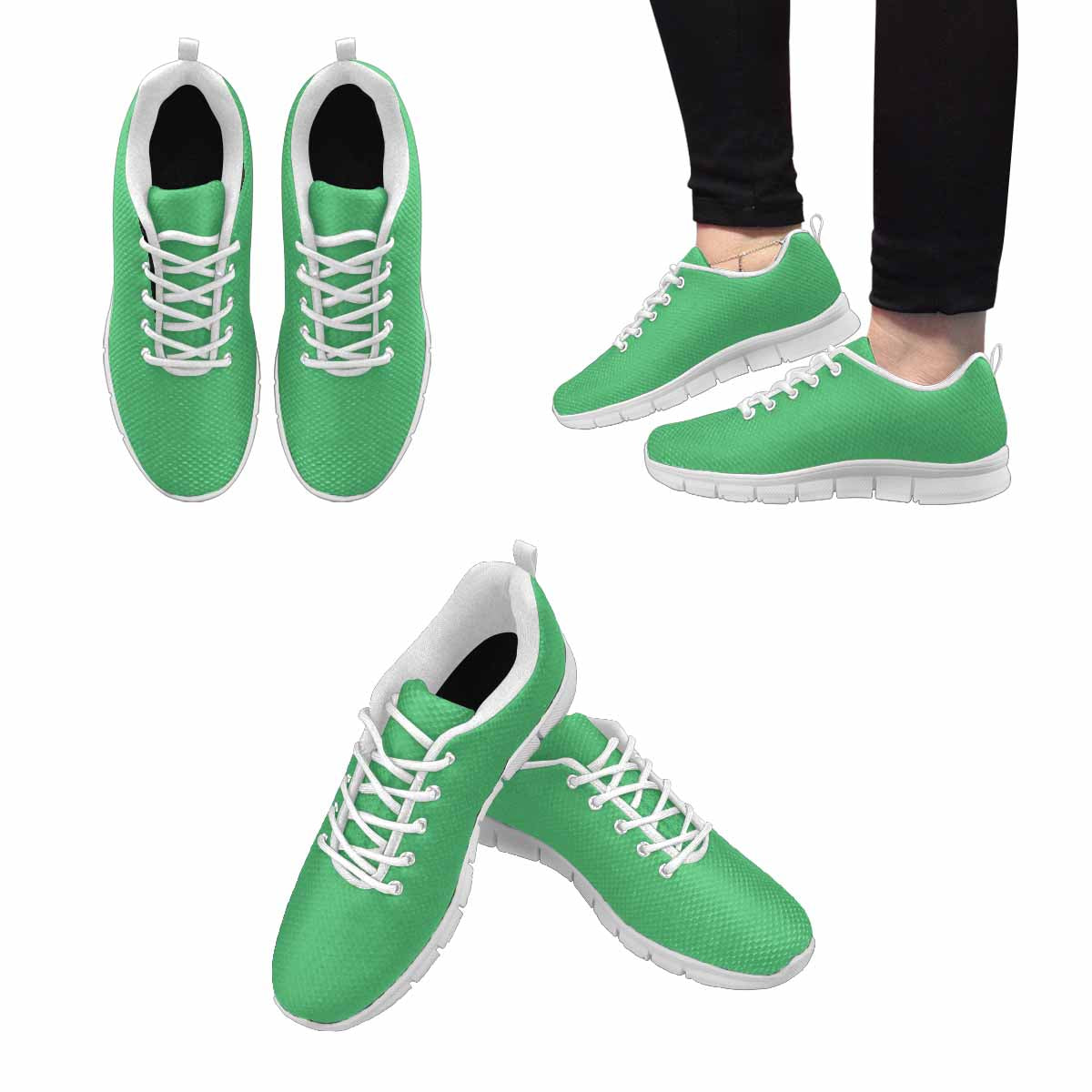 Emerald green sneakers for men, featuring a breathable mesh upper and durable outsole, perfect for running and exercise.