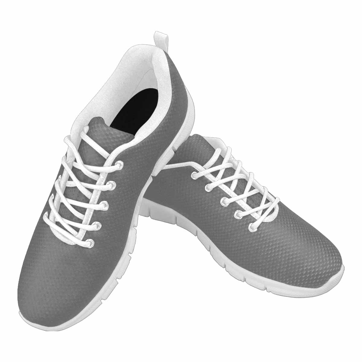 Grey canvas mesh athletic running shoes for men, featuring a durable outsole and breathable design.