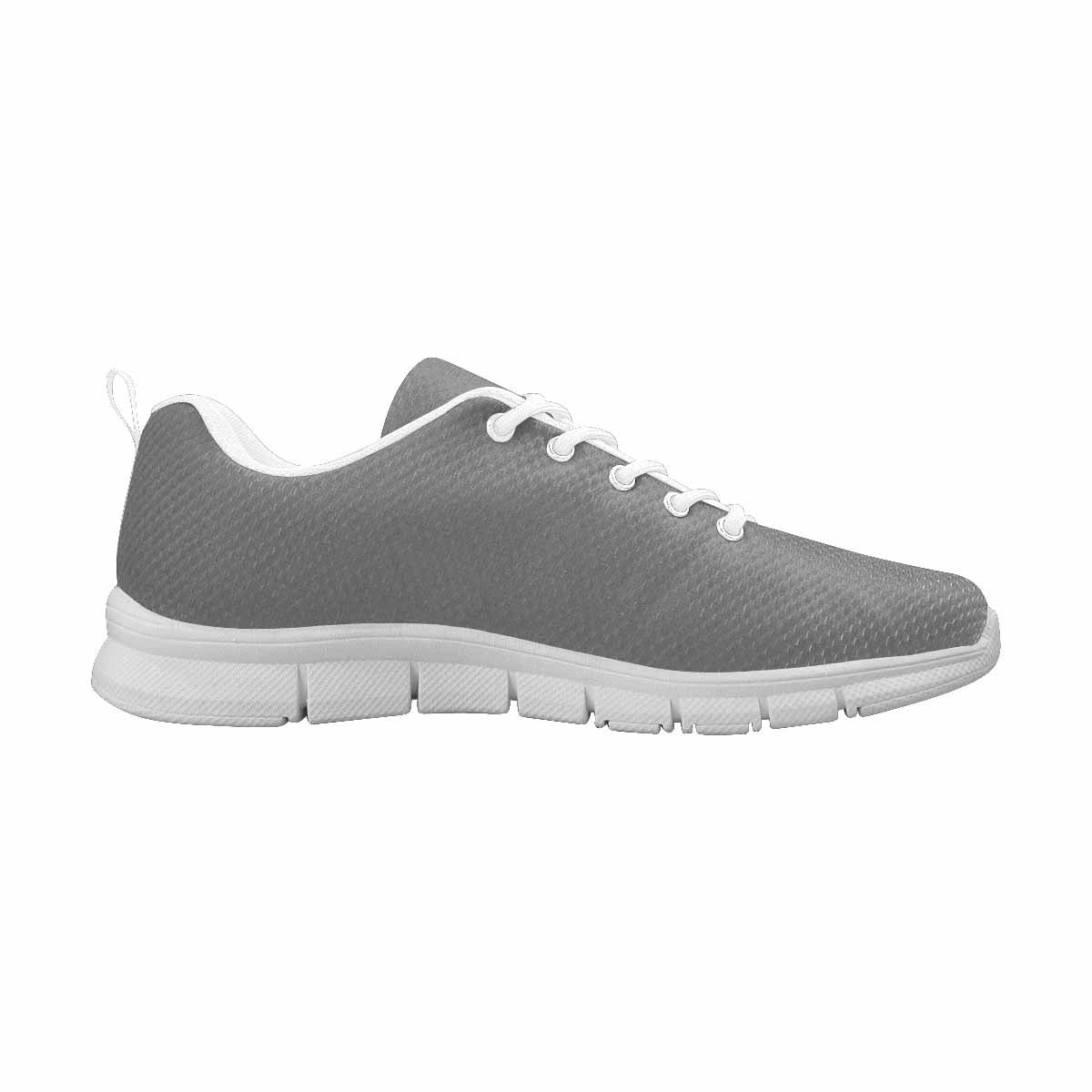 Grey canvas mesh athletic running shoes for men, featuring a durable outsole and breathable design.