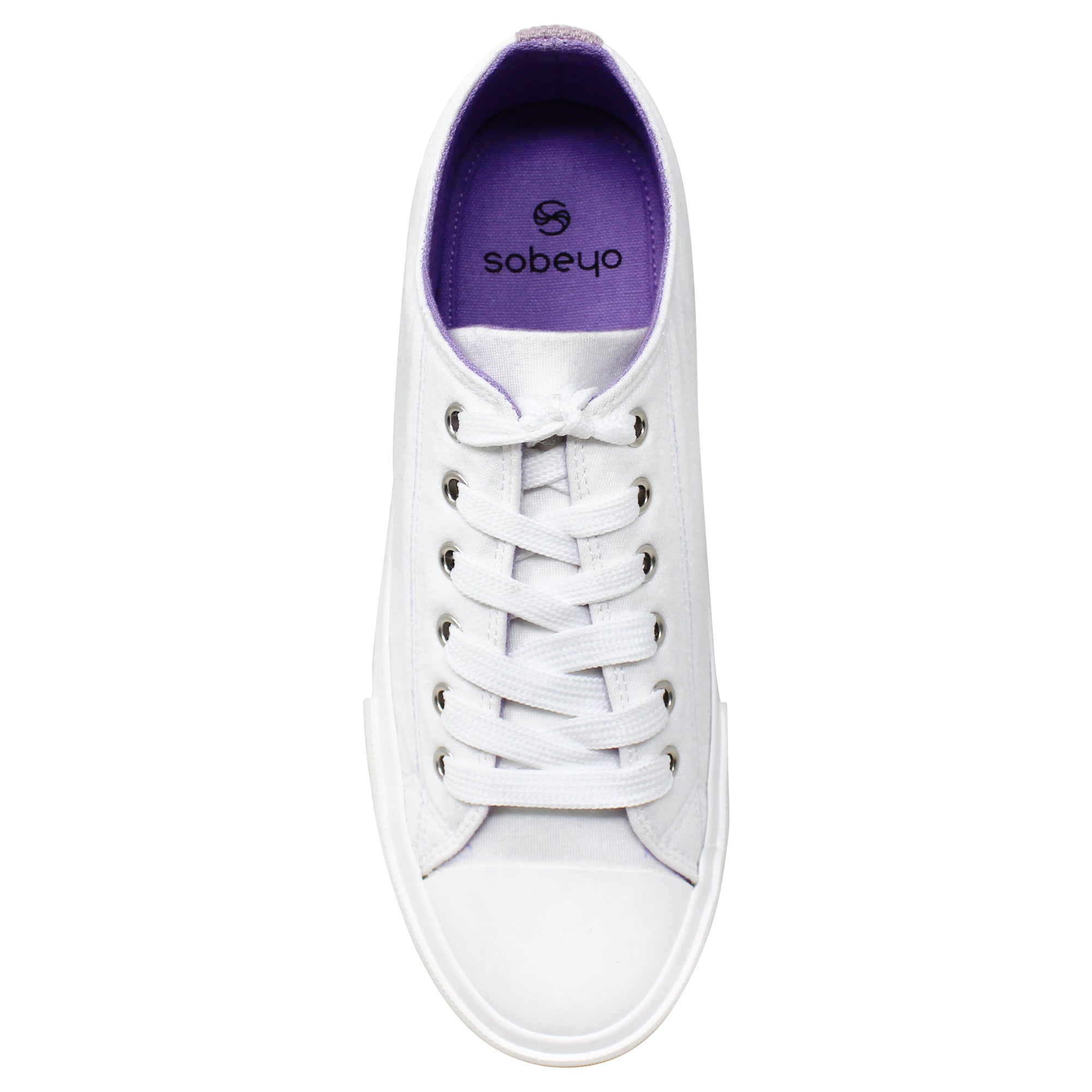 SOBEYO Women's Canvas Sneakers in lilac with lace-up closure and memory foam cushioning, showcasing a stylish low-top design.