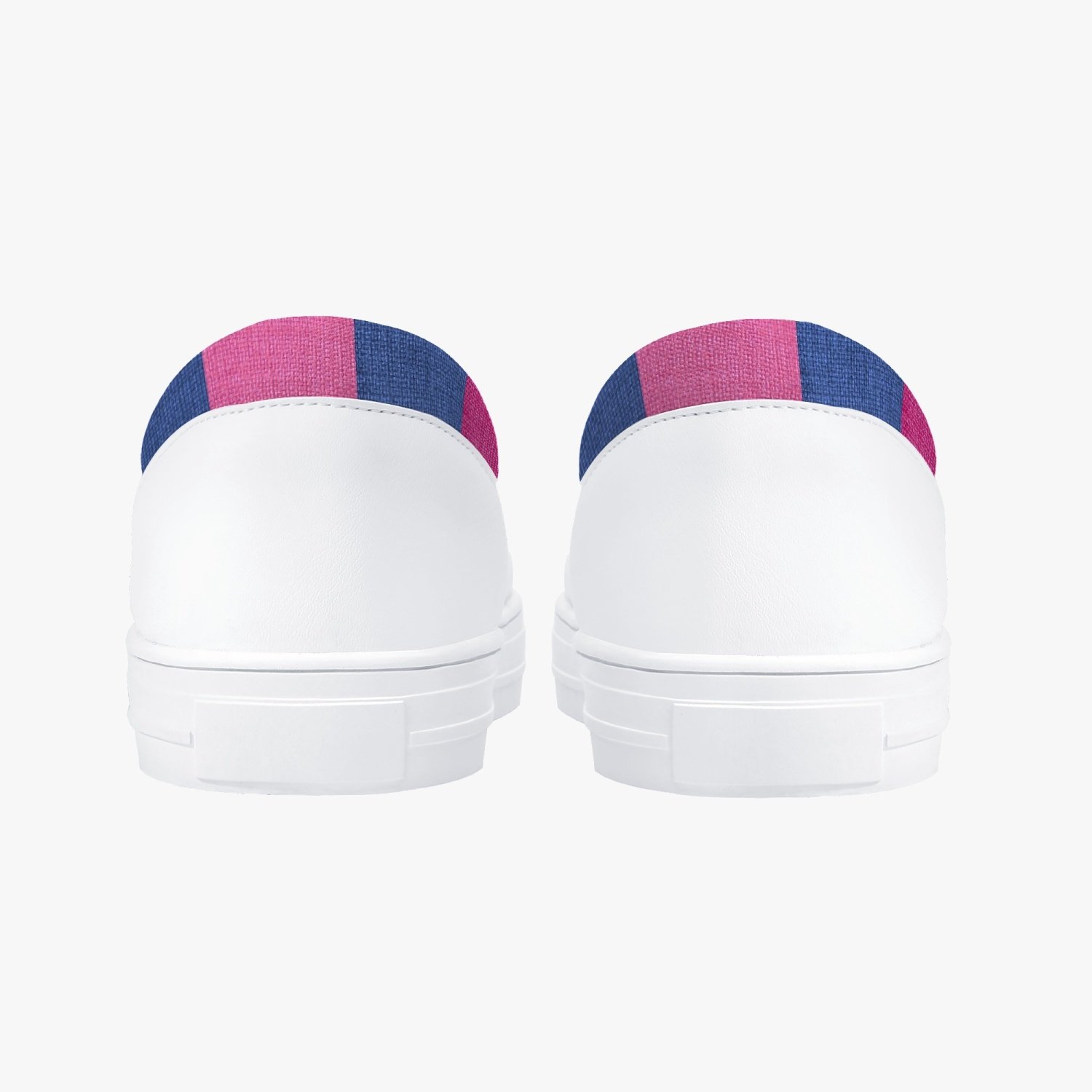 A pair of stylish white low-top slip-on canvas sports shoes designed for women, showcasing a sleek and modern athletic look.