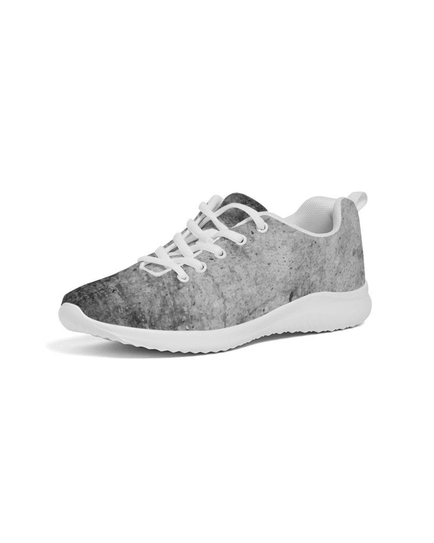 A pair of women's grey tie-dye style canvas sports shoes, featuring a lace-up front, padded collar, and soft insole, ideal for running and casual wear.