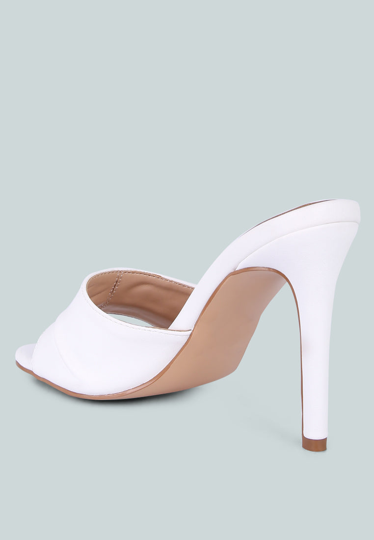 3RD DIVORCE Pleated Strap High Heeled Sandal in White, Black, and Macchiato Brown, showcasing elegant design and craftsmanship.